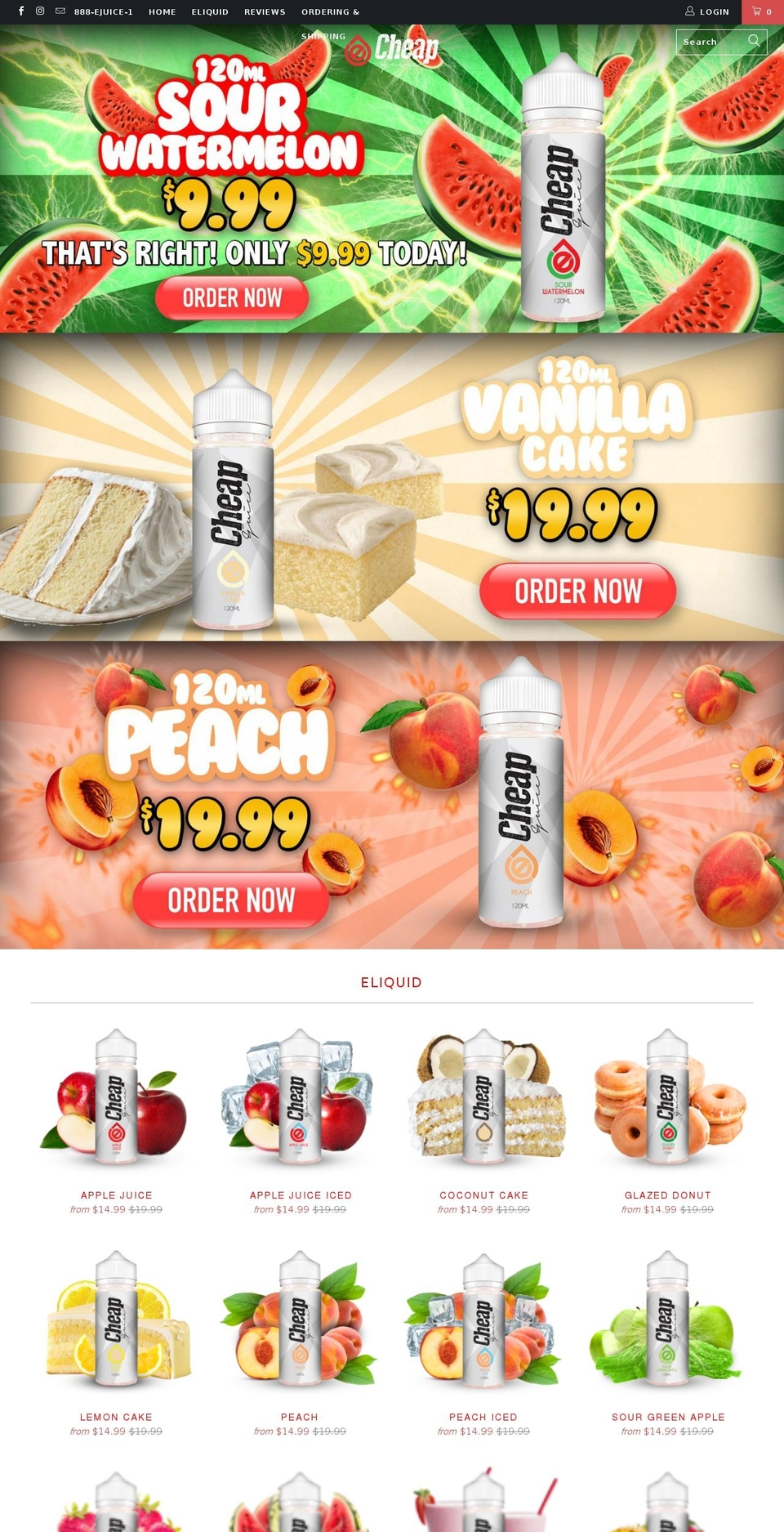 cheapejuice.com shopify website screenshot