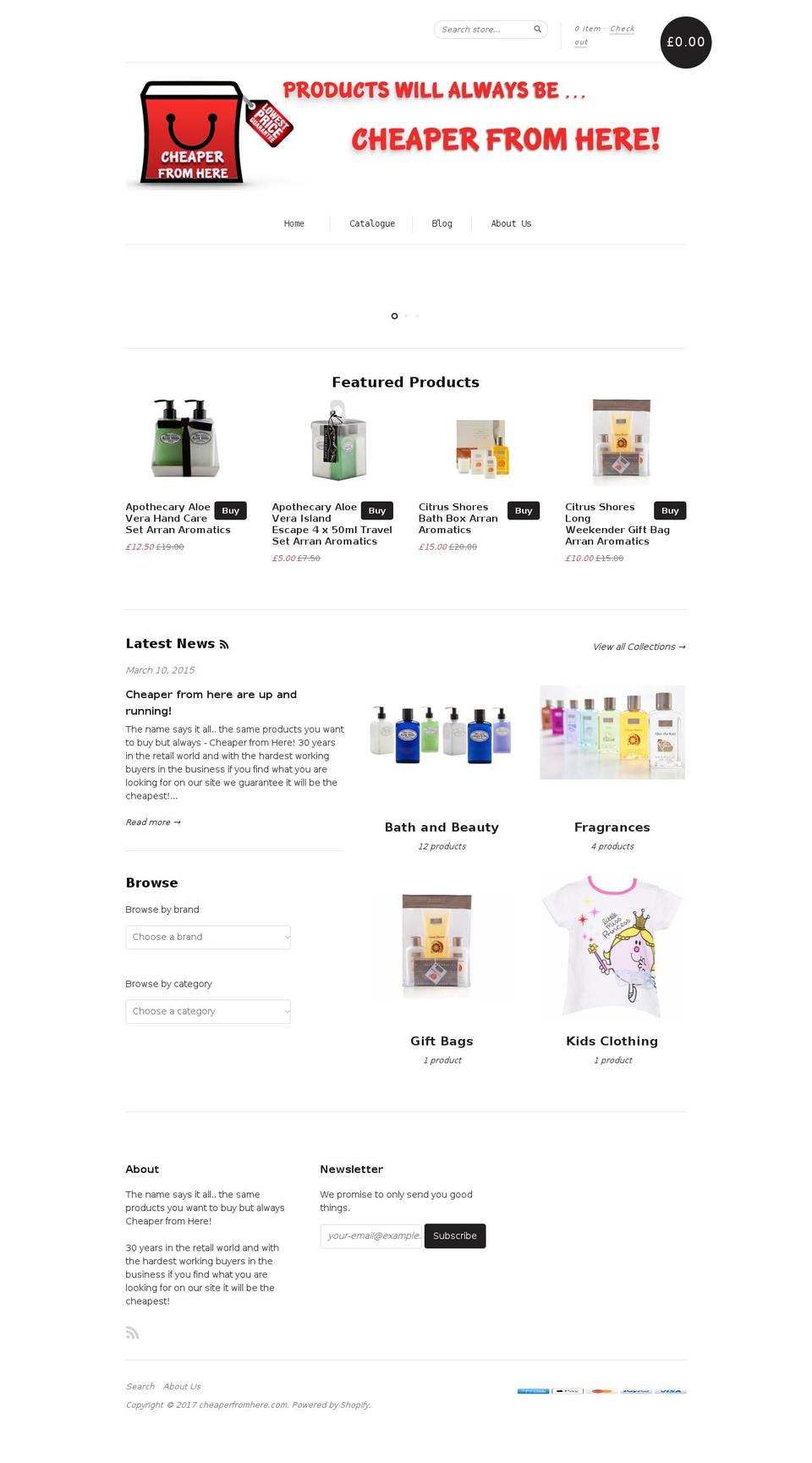 cheaperfromhere.com shopify website screenshot
