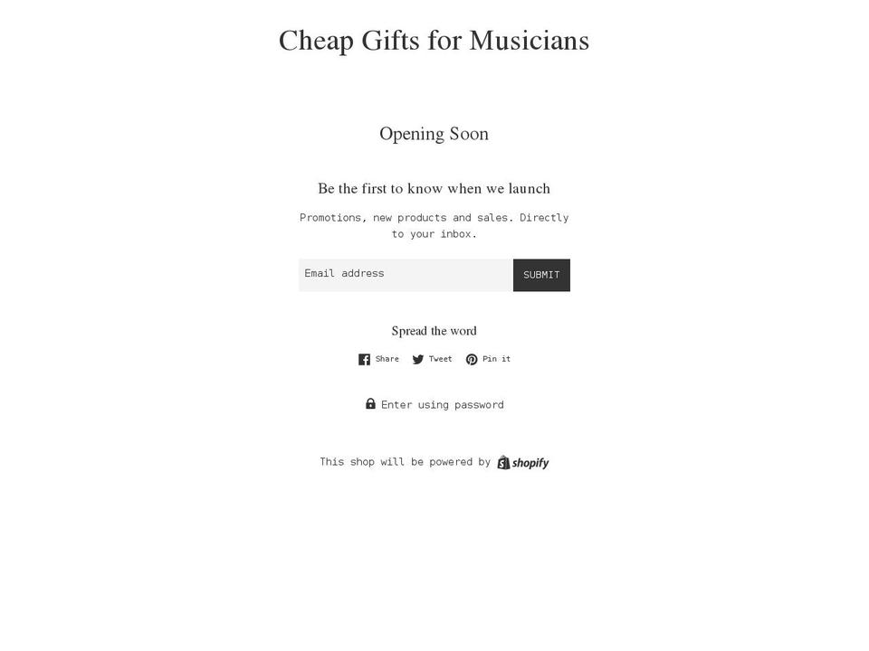cheapgiftsformusicians.com shopify website screenshot