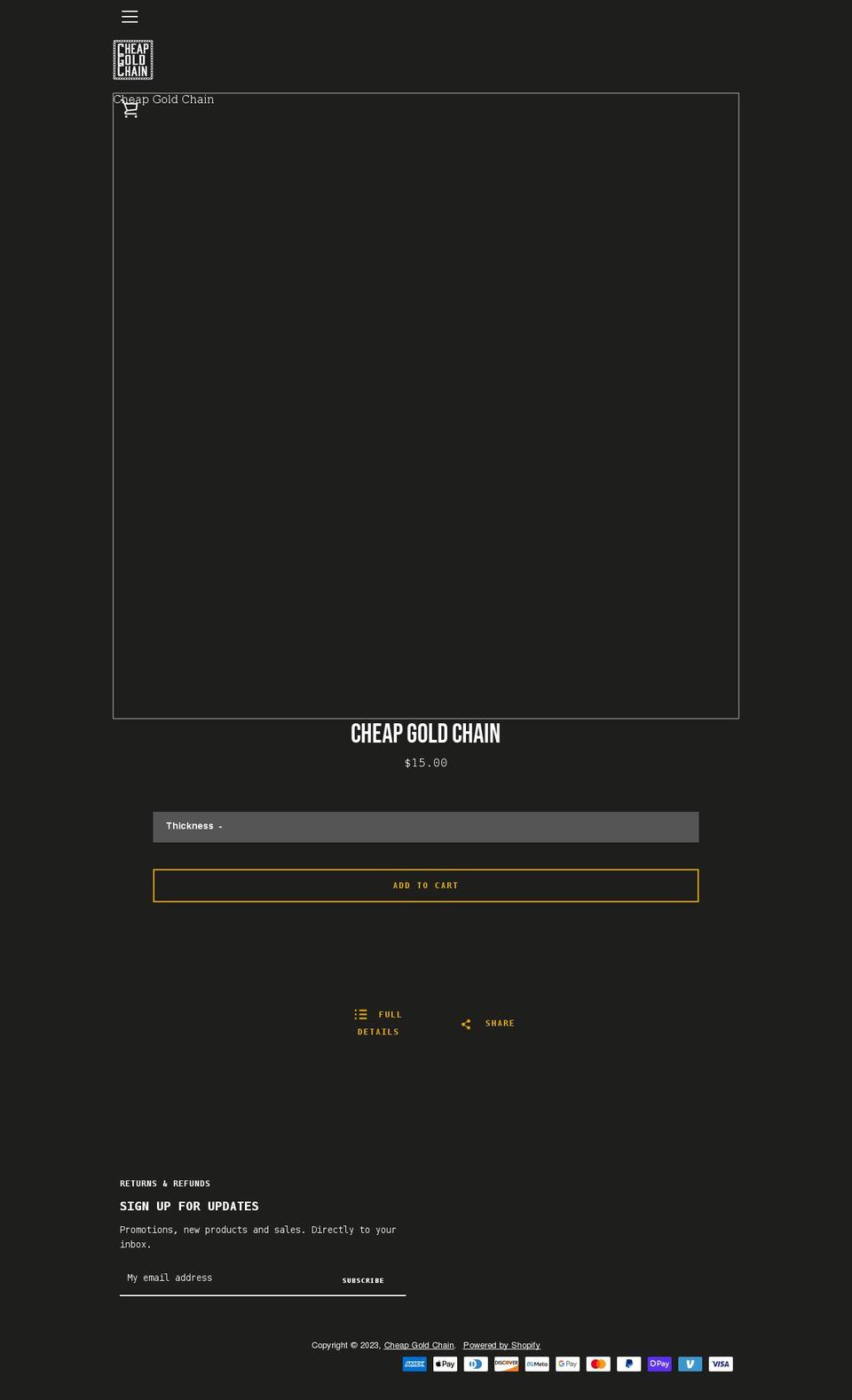 cheapgoldchain.com shopify website screenshot