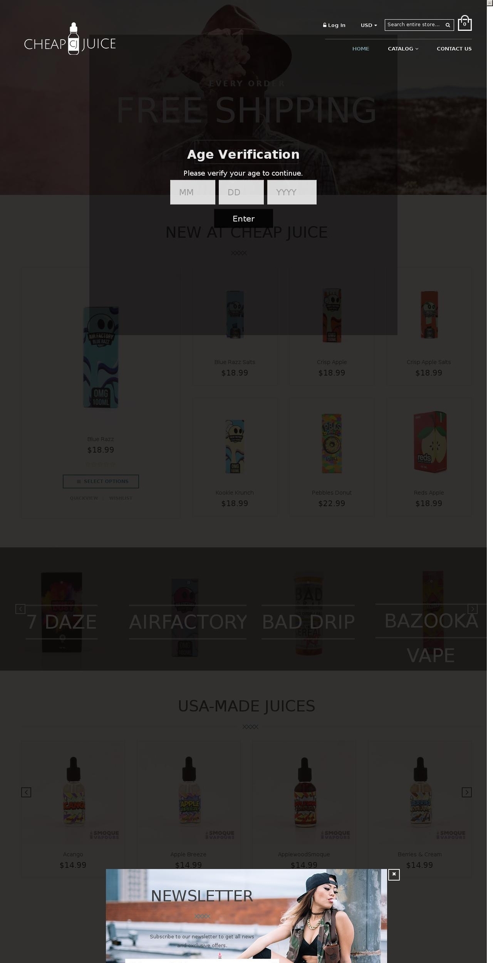 cheapjuice.com shopify website screenshot