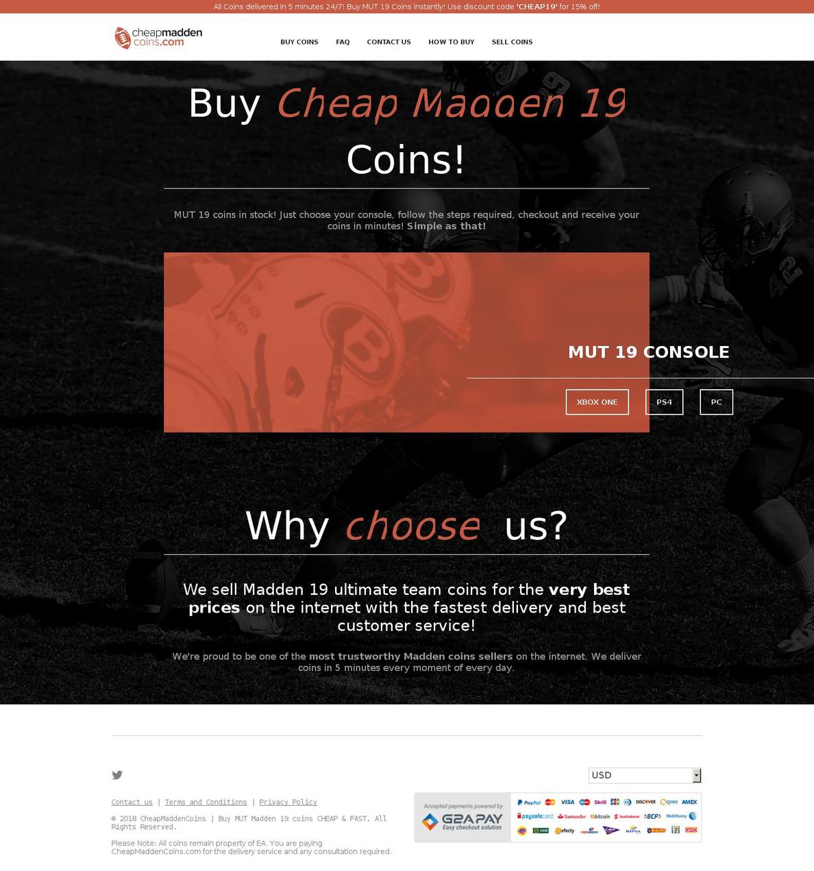 cheapmaddencoins.com shopify website screenshot