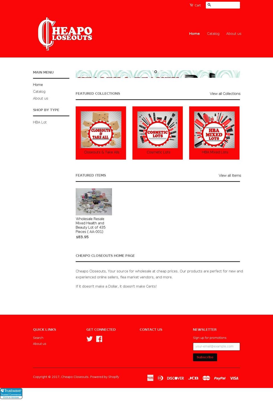 cheapocloseouts.com shopify website screenshot