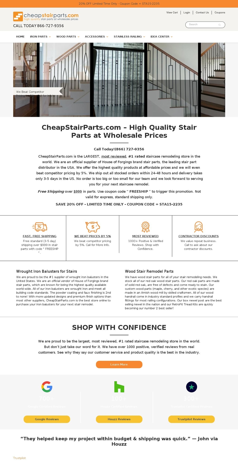 cheapstairparts.com — Shopify storefront screenshot