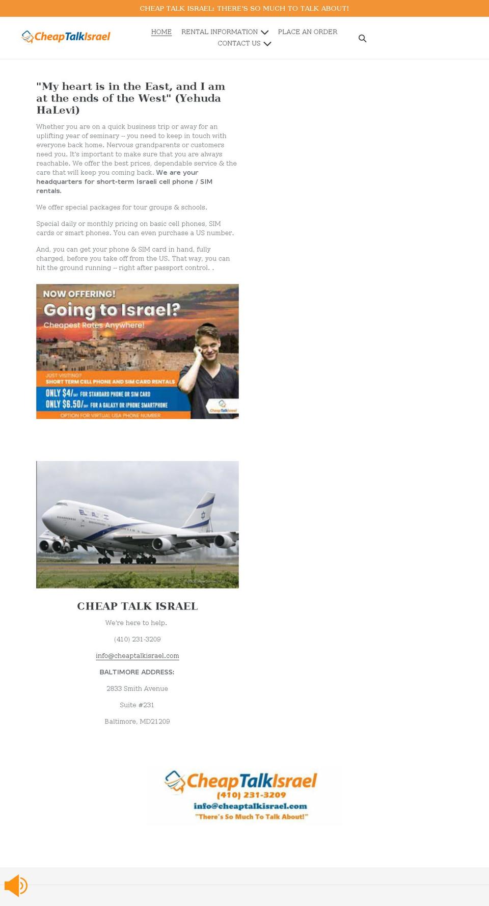 cheaptalkisrael.com shopify website screenshot