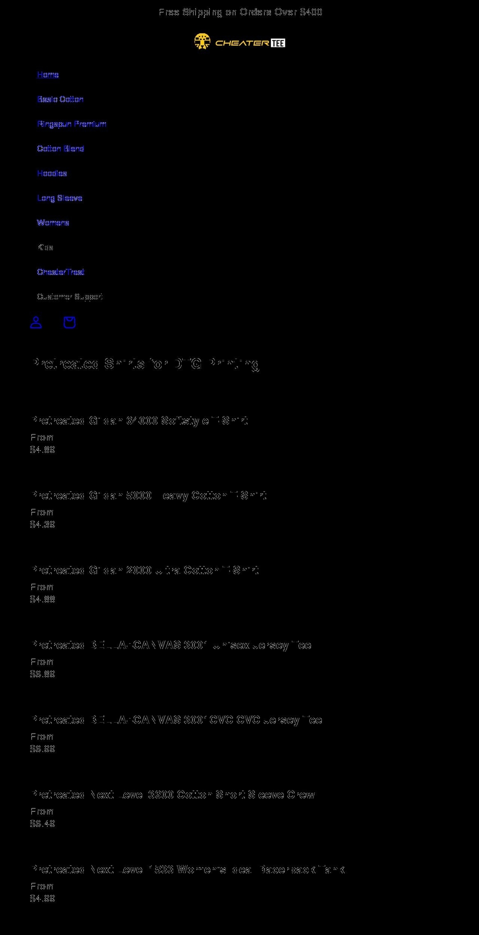 cheatertee.com shopify website screenshot