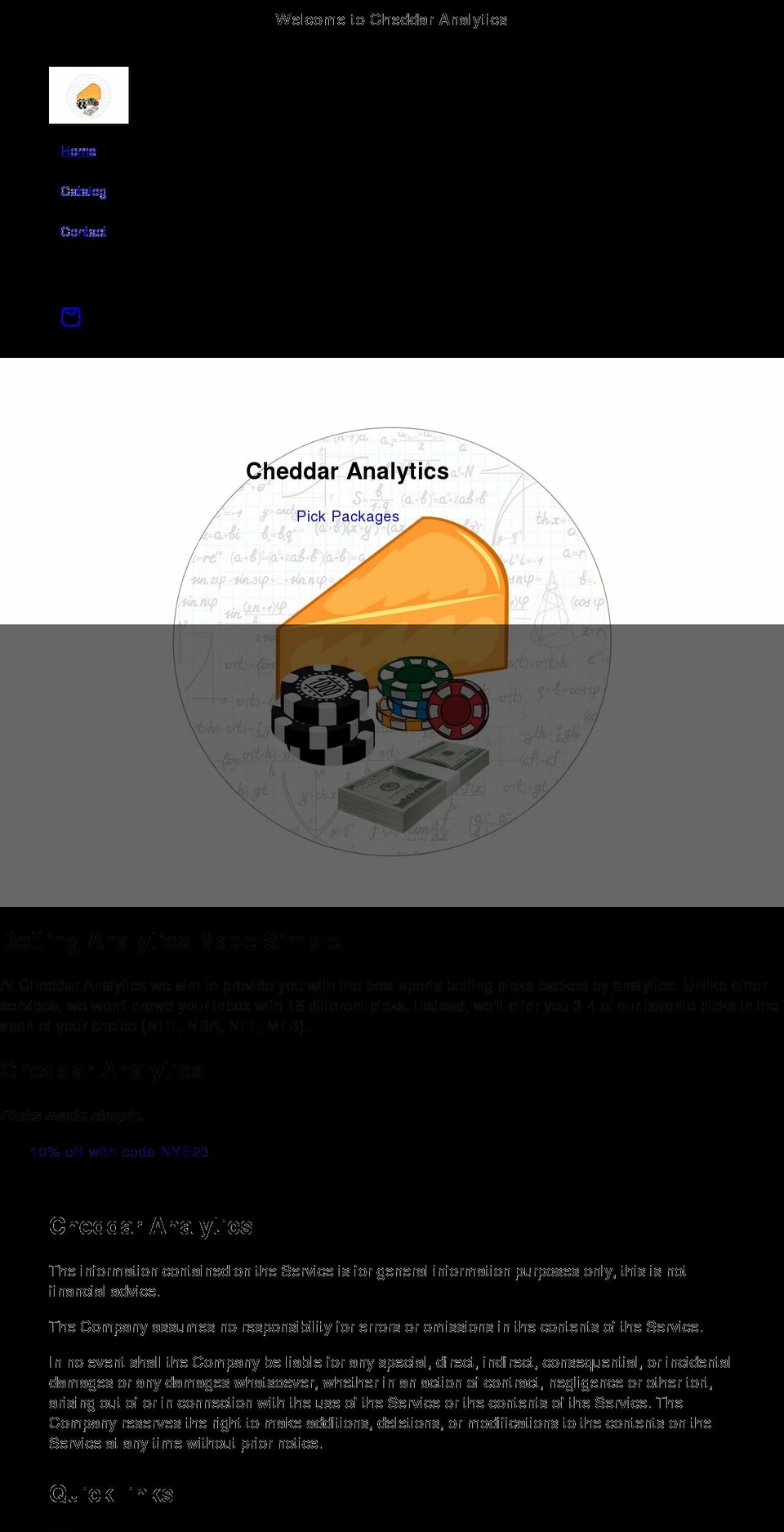 cheddaranalytics.com shopify website screenshot
