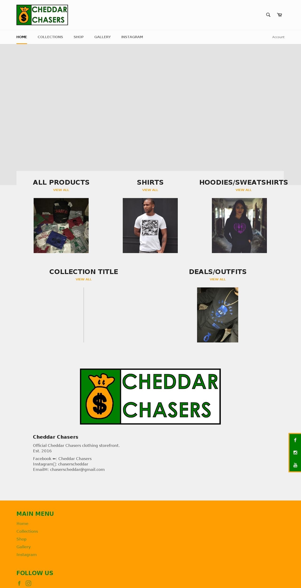 cheddarchasers33.com — Shopify storefront screenshot