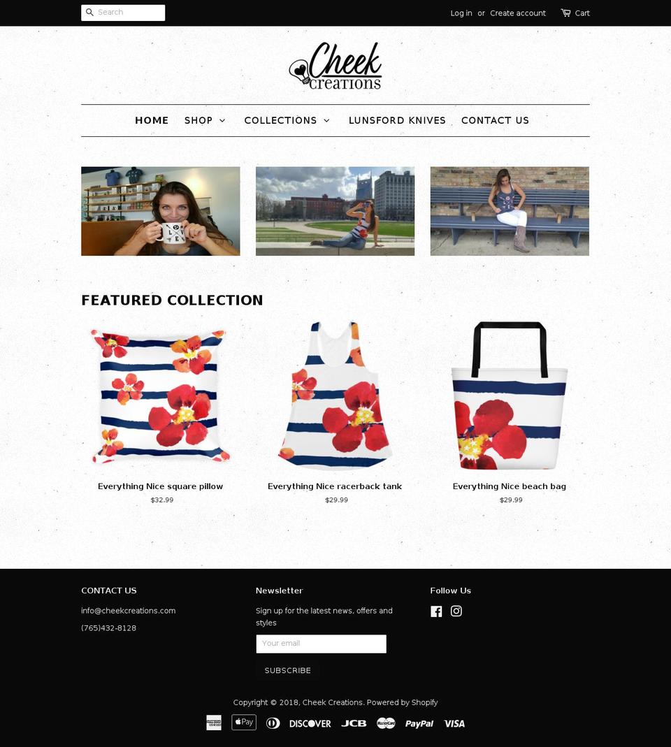 cheekcreations.com — Shopify storefront screenshot