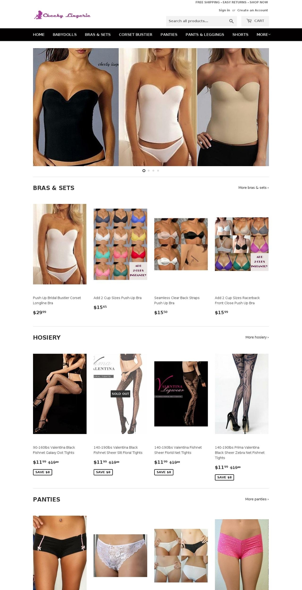 cheeklingerie.com — Shopify storefront screenshot