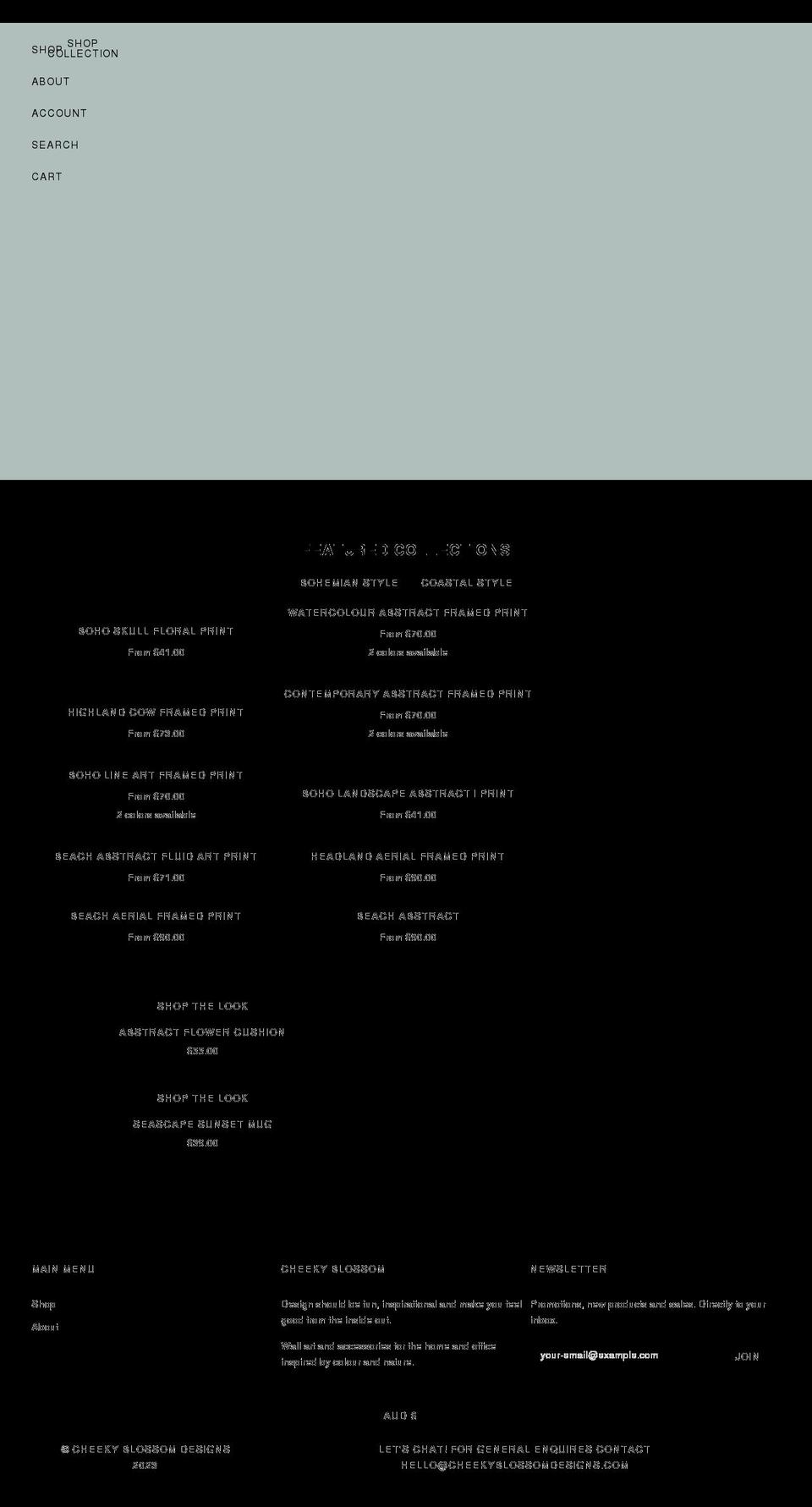 cheekyblossomdesigns.com shopify website screenshot