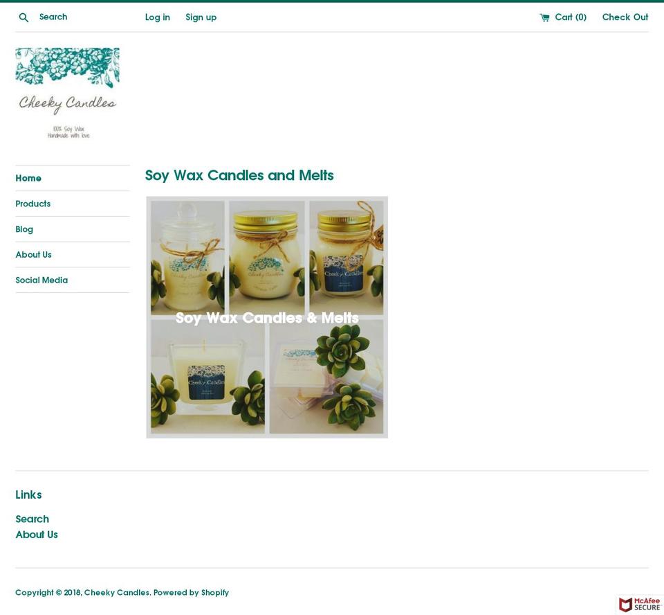 cheekycandles.net shopify website screenshot