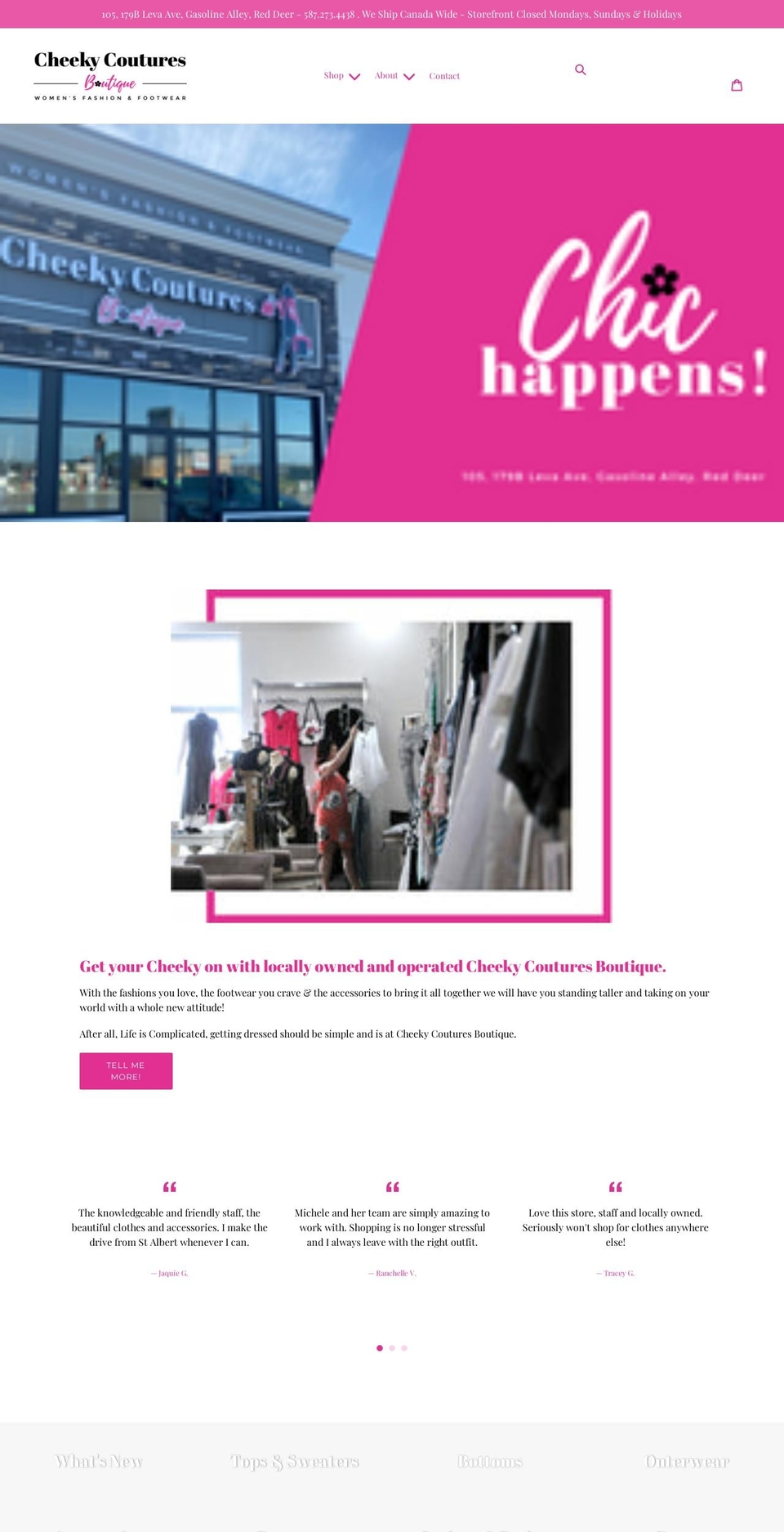 cheekycoutures.com shopify website screenshot