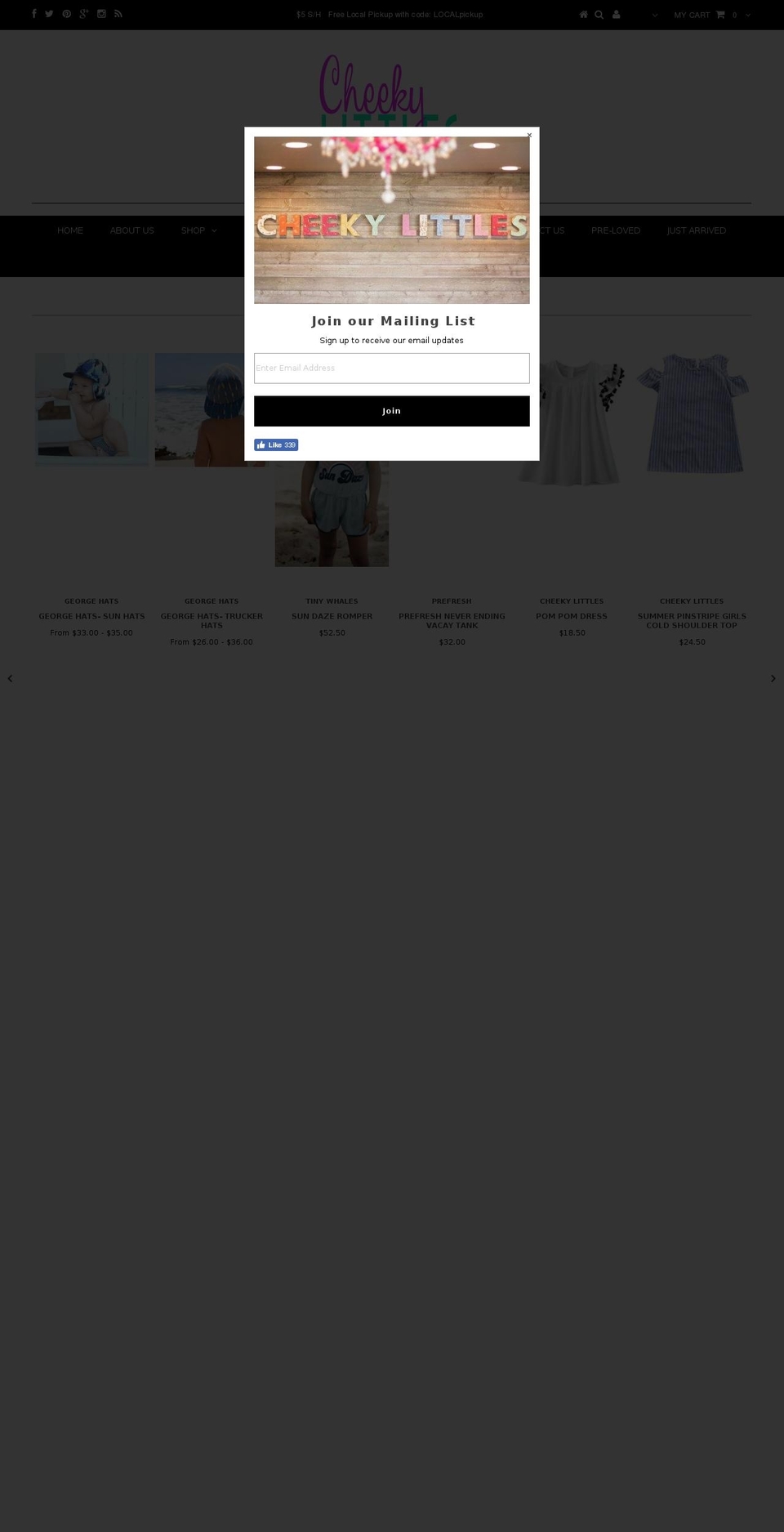 cheekylittles.com — Shopify storefront screenshot
