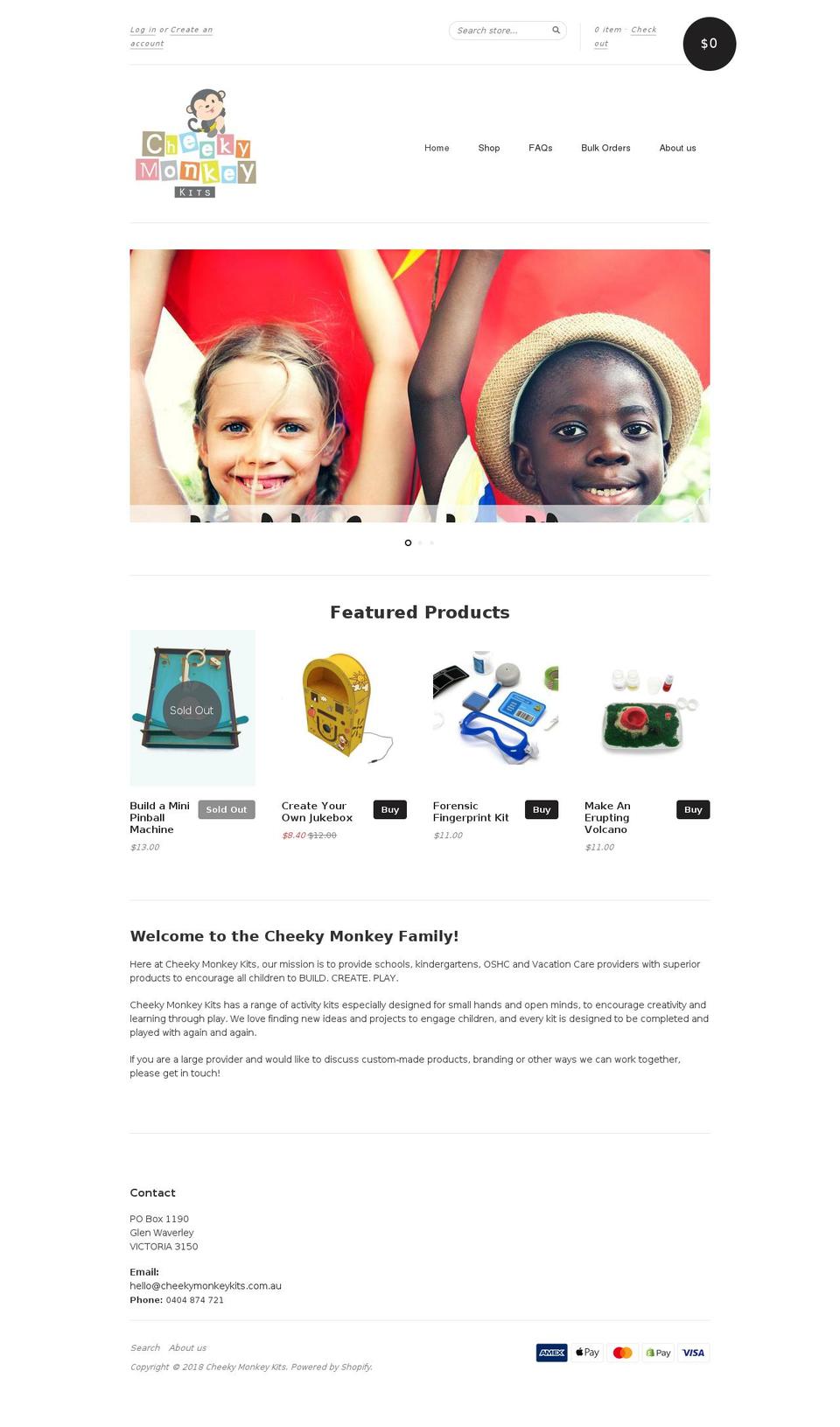 cheekymonkeykits.com.au shopify website screenshot