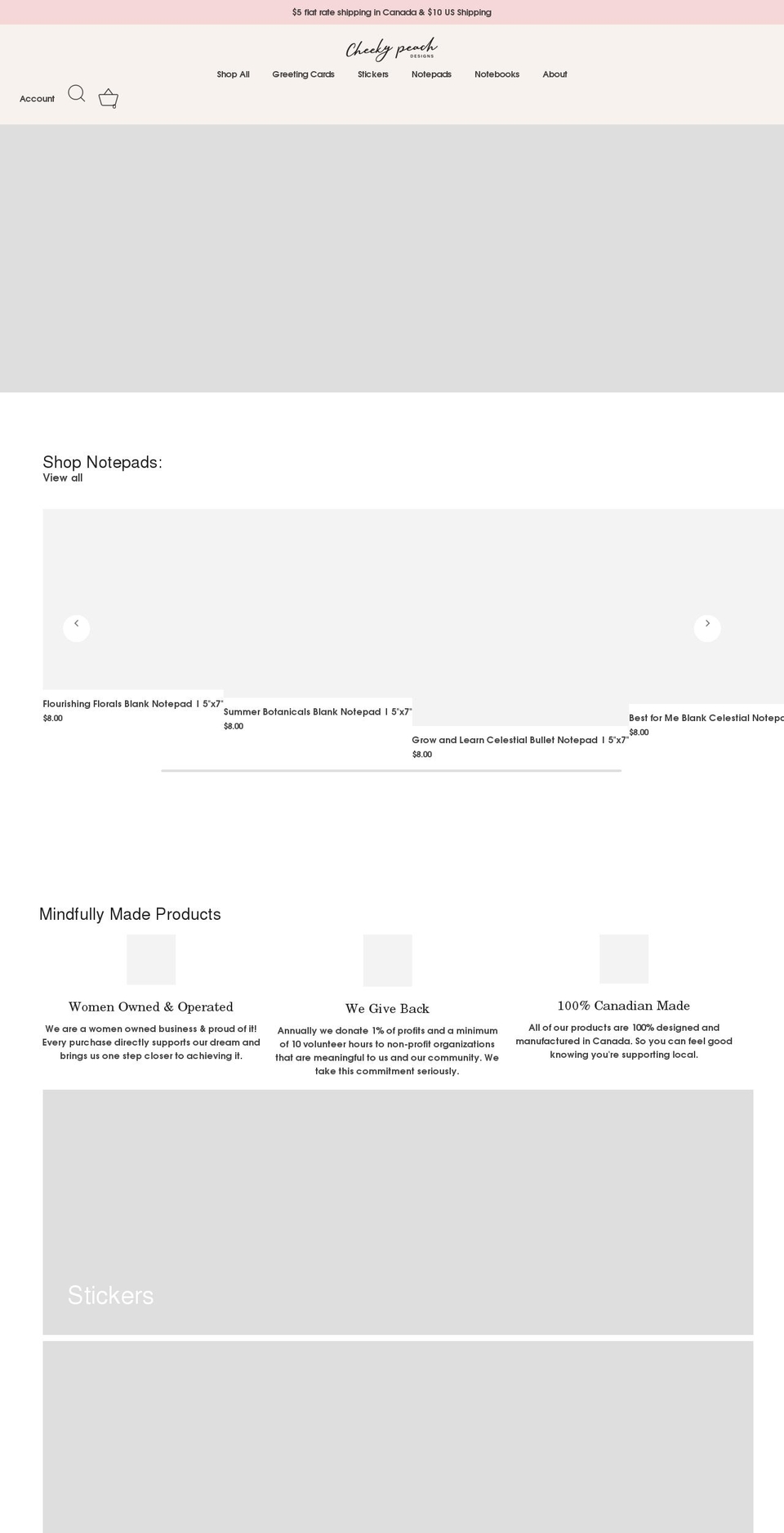 cheekypeachdesigns.com shopify website screenshot