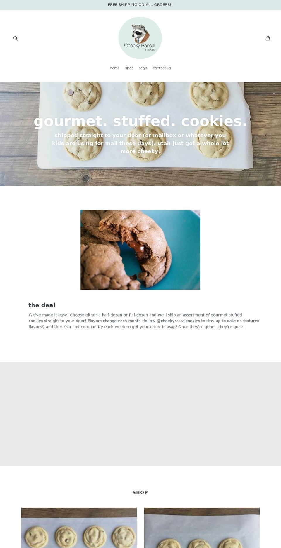 cheekyrascalcookies.com shopify website screenshot