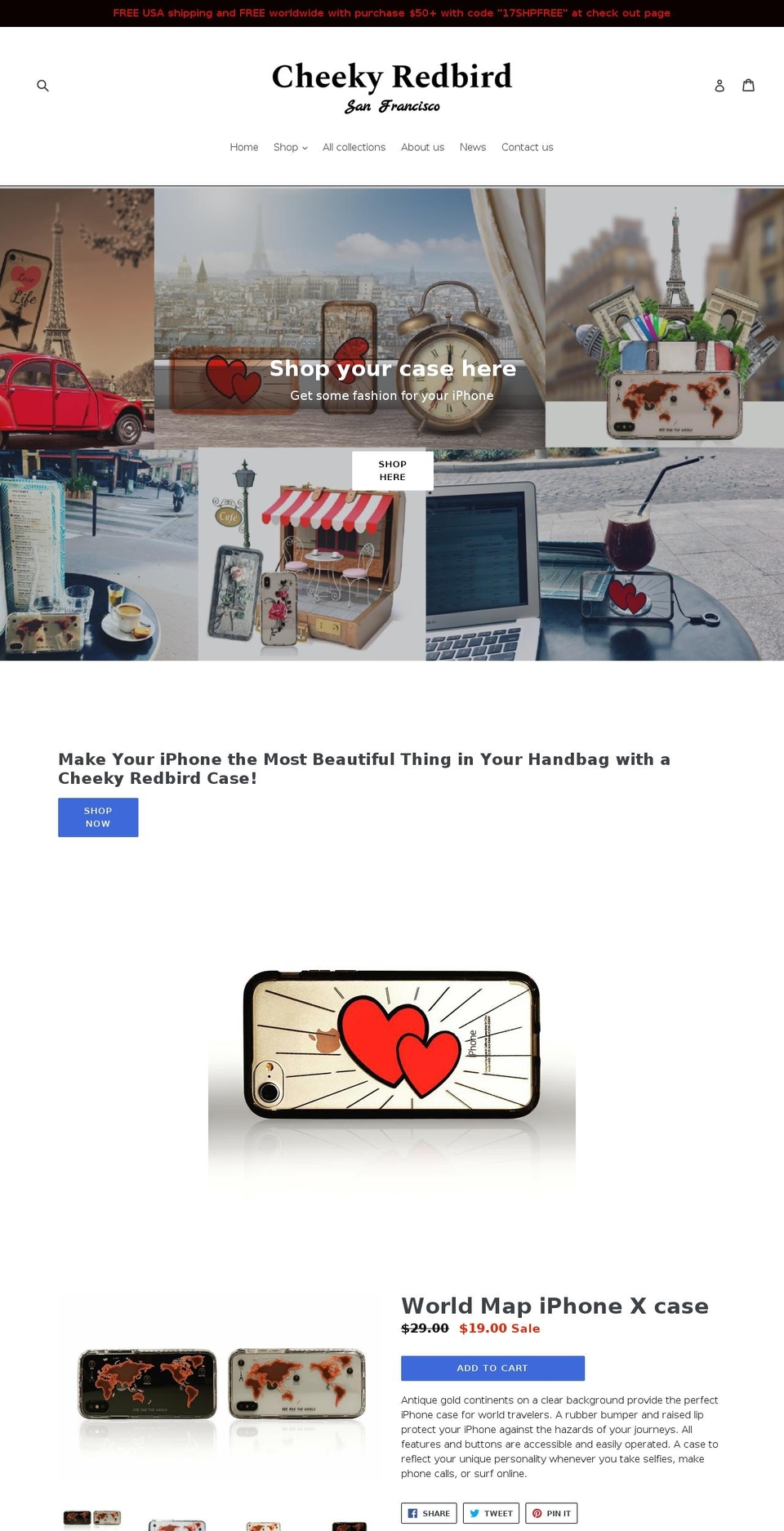 cheekyredbird.com — Shopify storefront screenshot