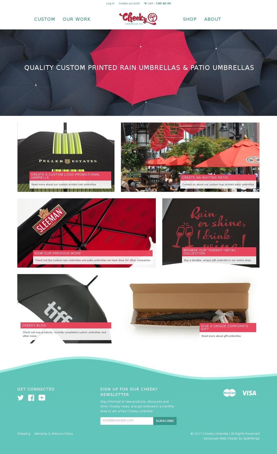 cheekyumbrella.com shopify website screenshot