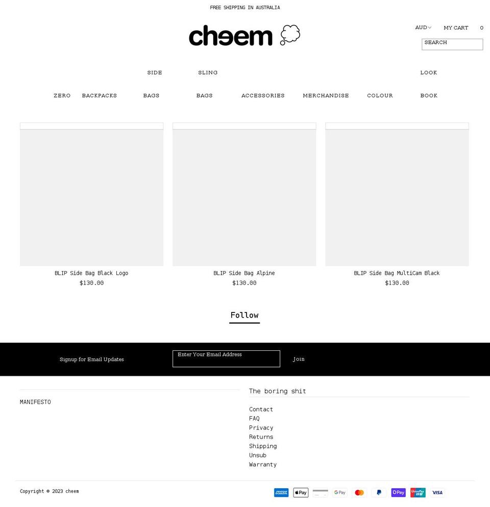 cheem.com.au shopify website screenshot