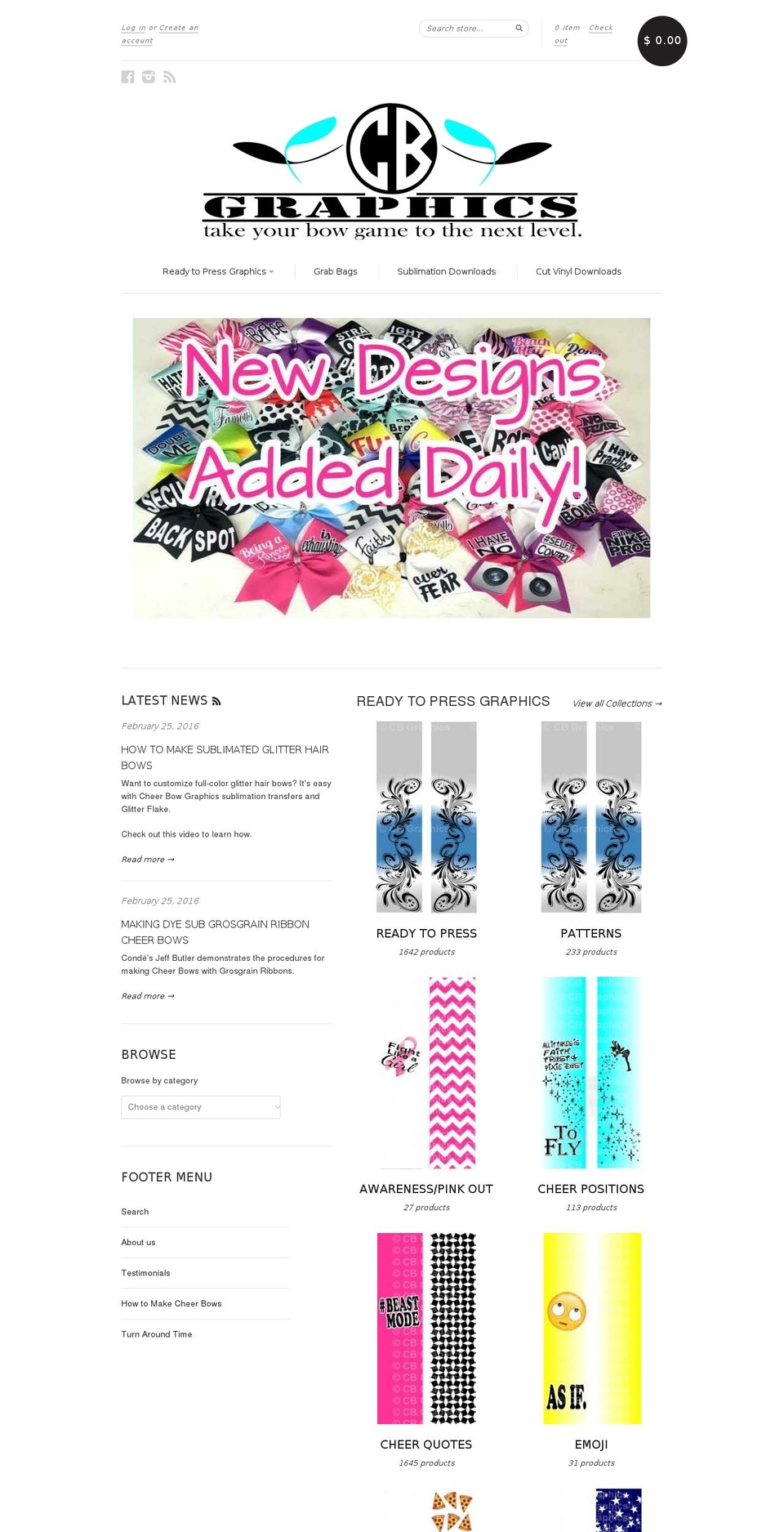 cheerbow.graphics shopify website screenshot