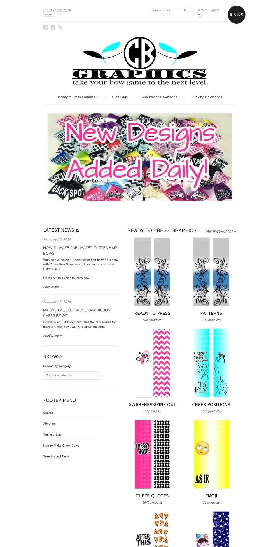 cheerbowglitters.com — Shopify storefront screenshot