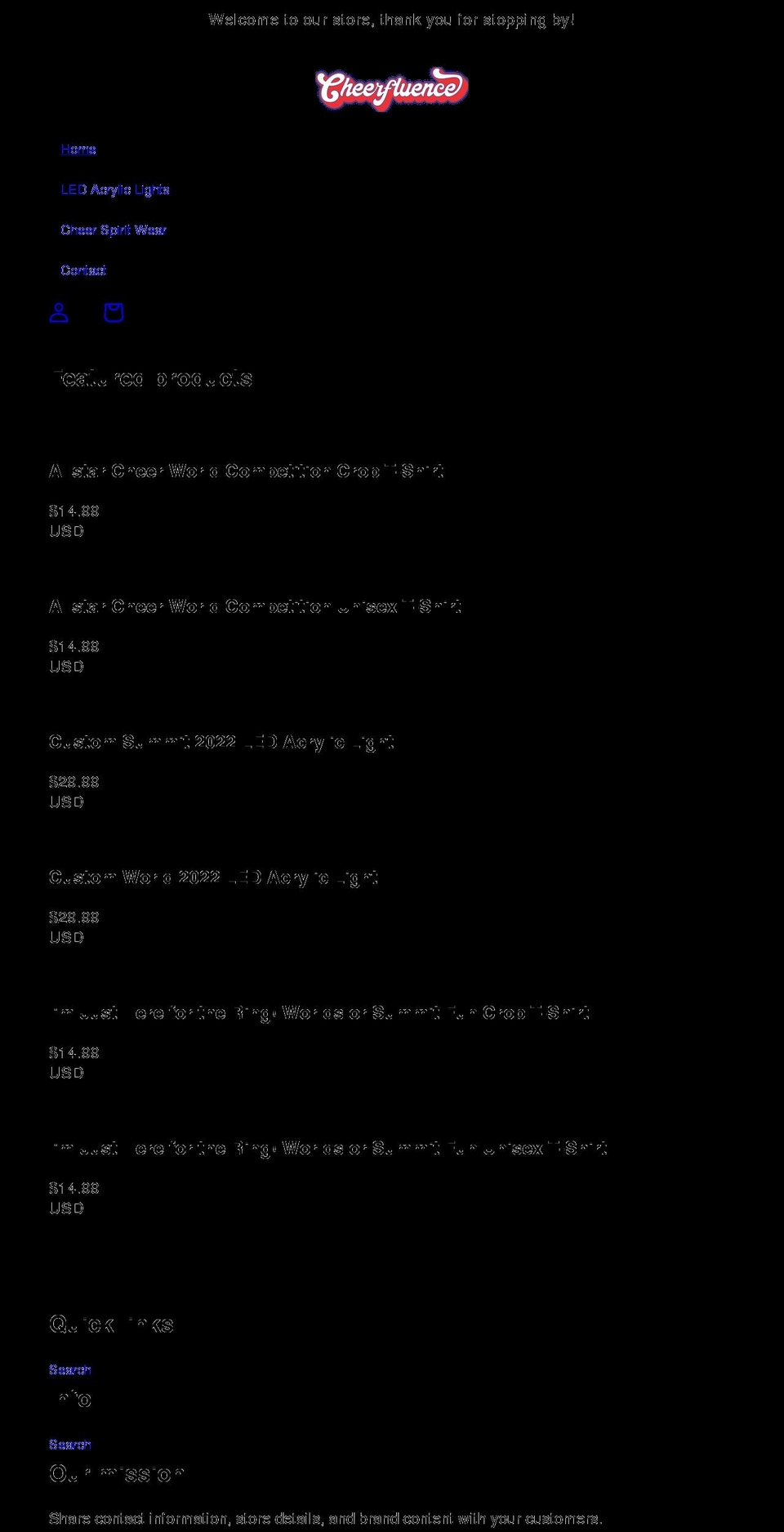 cheerfluence.com shopify website screenshot