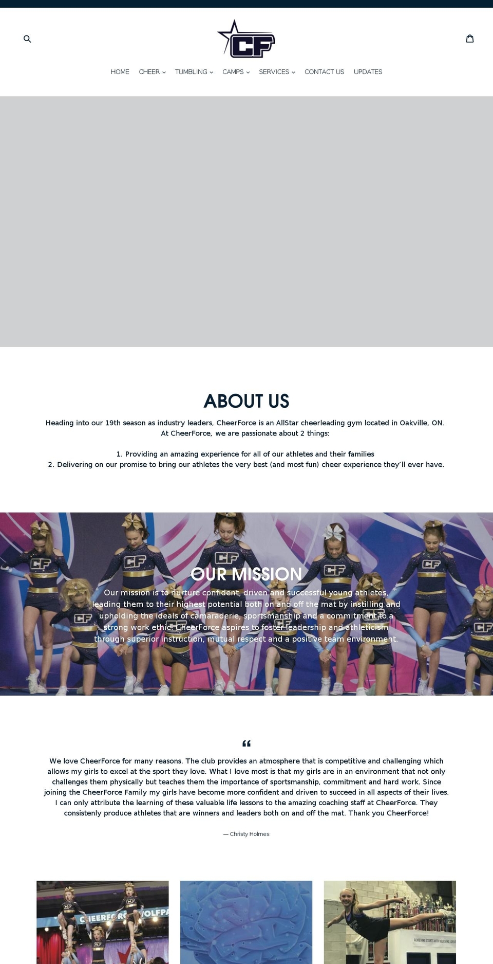 cheerforceallstars.ca shopify website screenshot