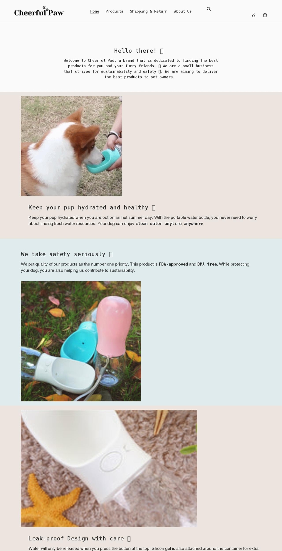 cheerfulpaw.com shopify website screenshot