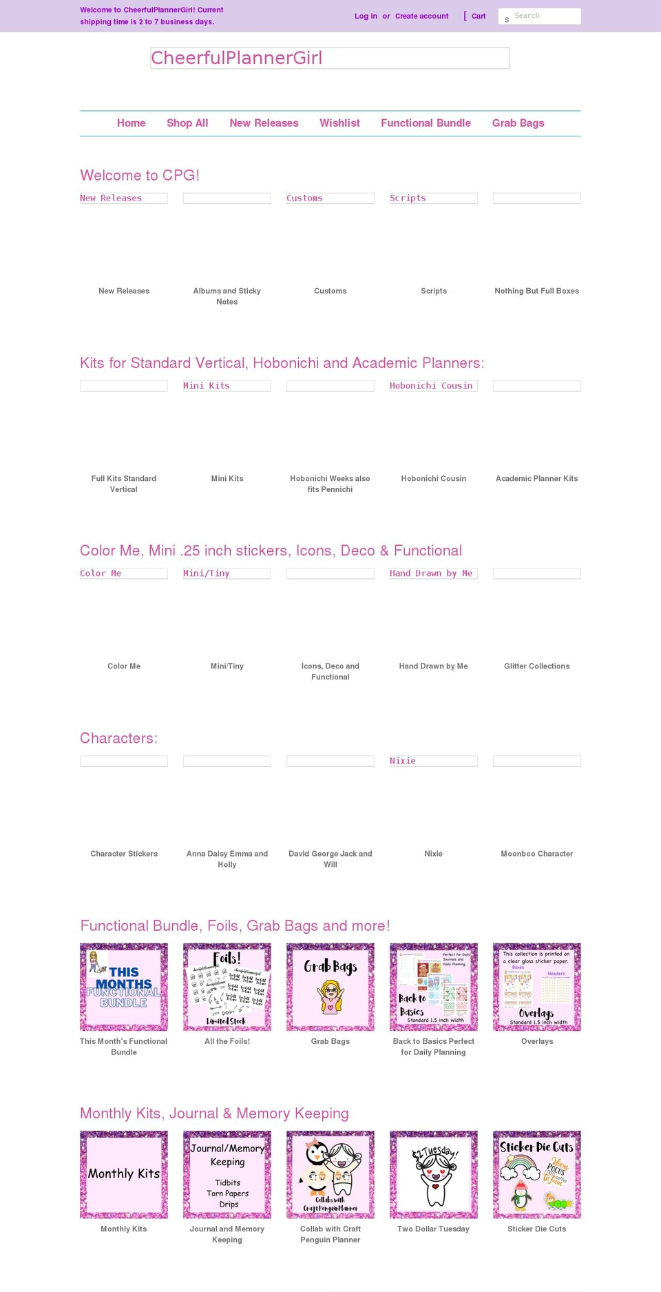 cheerfulplannergirl.com shopify website screenshot