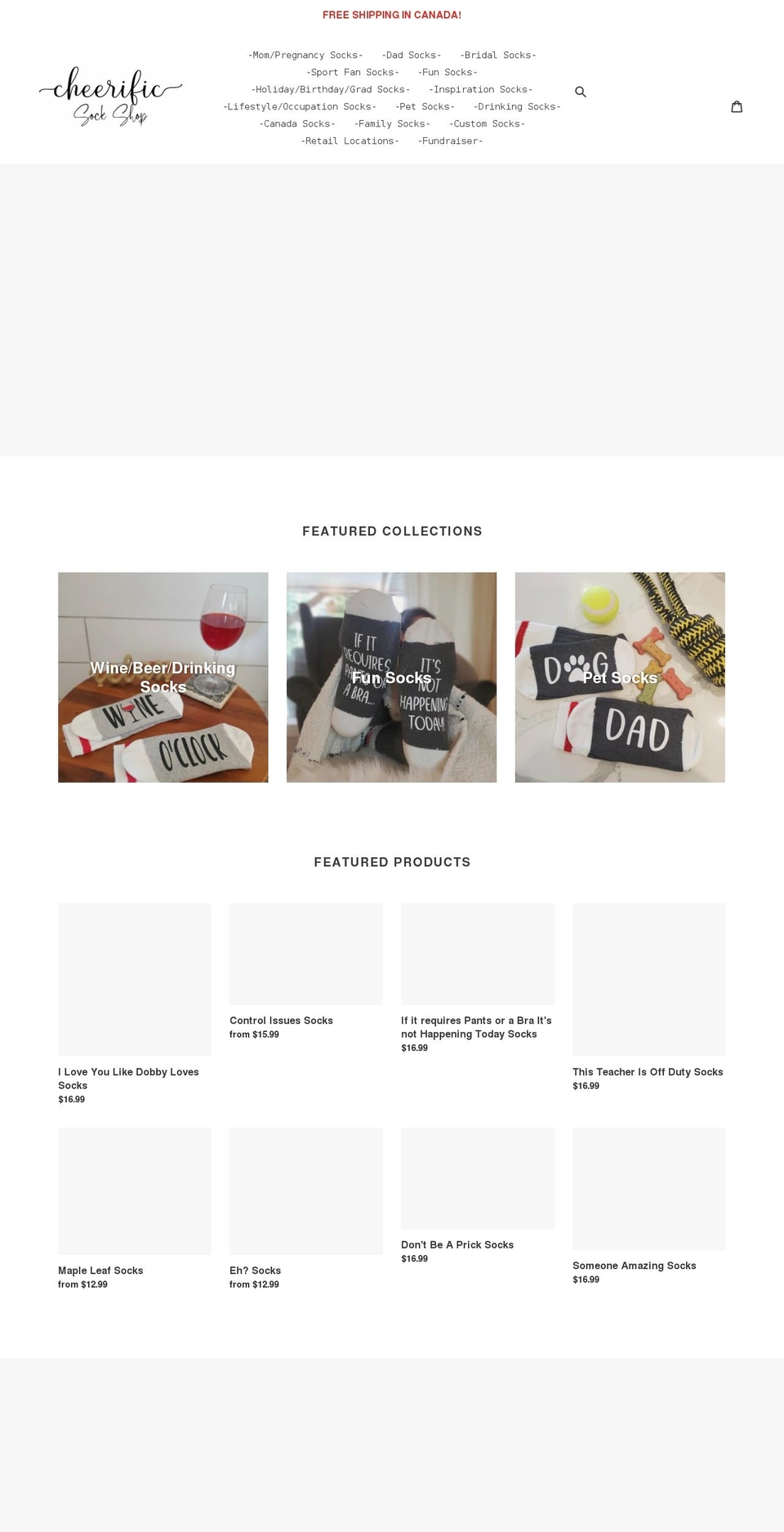 cheerificsockshop.com shopify website screenshot