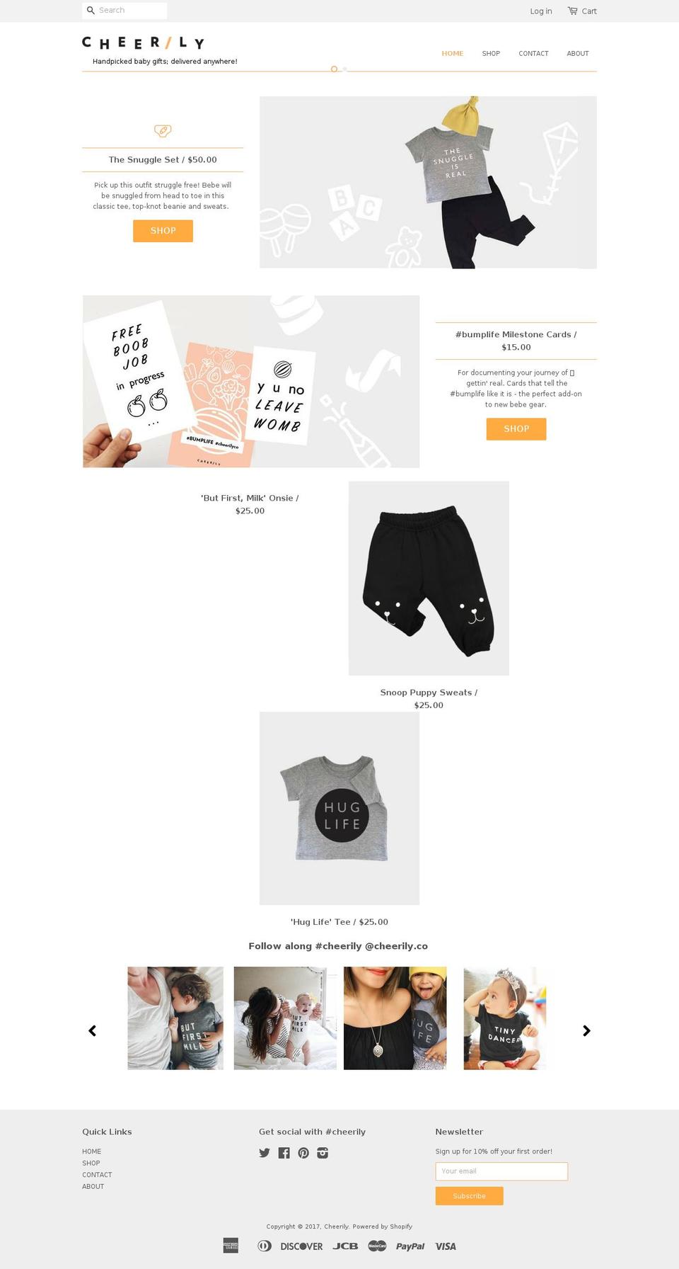 Startup Shopify theme site example cheerily.co