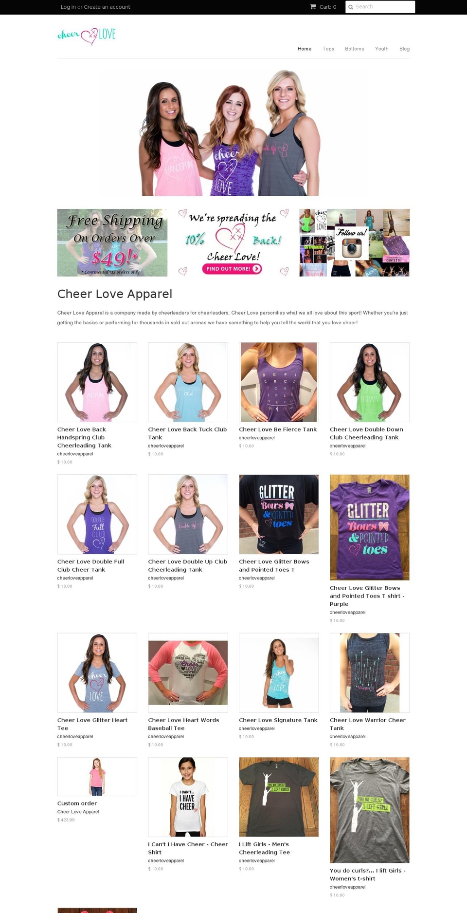 cheerloveapparel.com shopify website screenshot