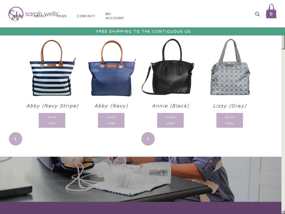 Sarah Wells Bags (2016) Shopify theme site example cheeronmom.com