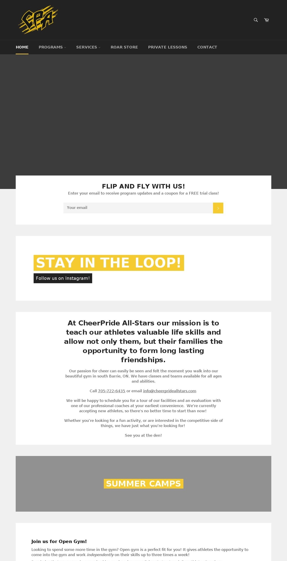 cheerprideallstars.com shopify website screenshot