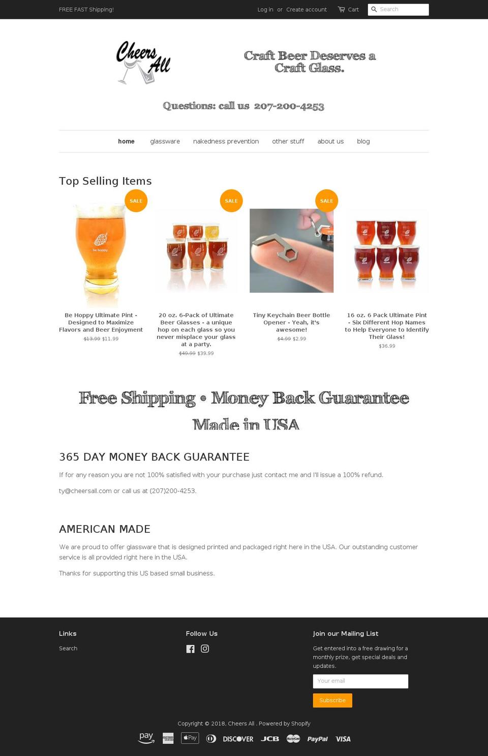 cheersall.com shopify website screenshot