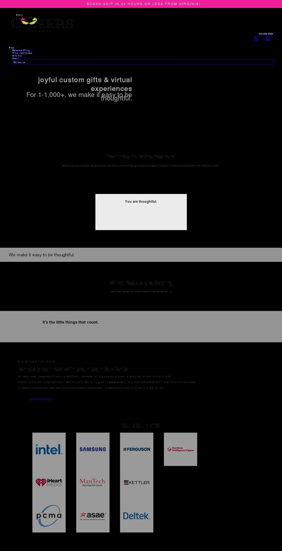 cheersinabox.com shopify website screenshot
