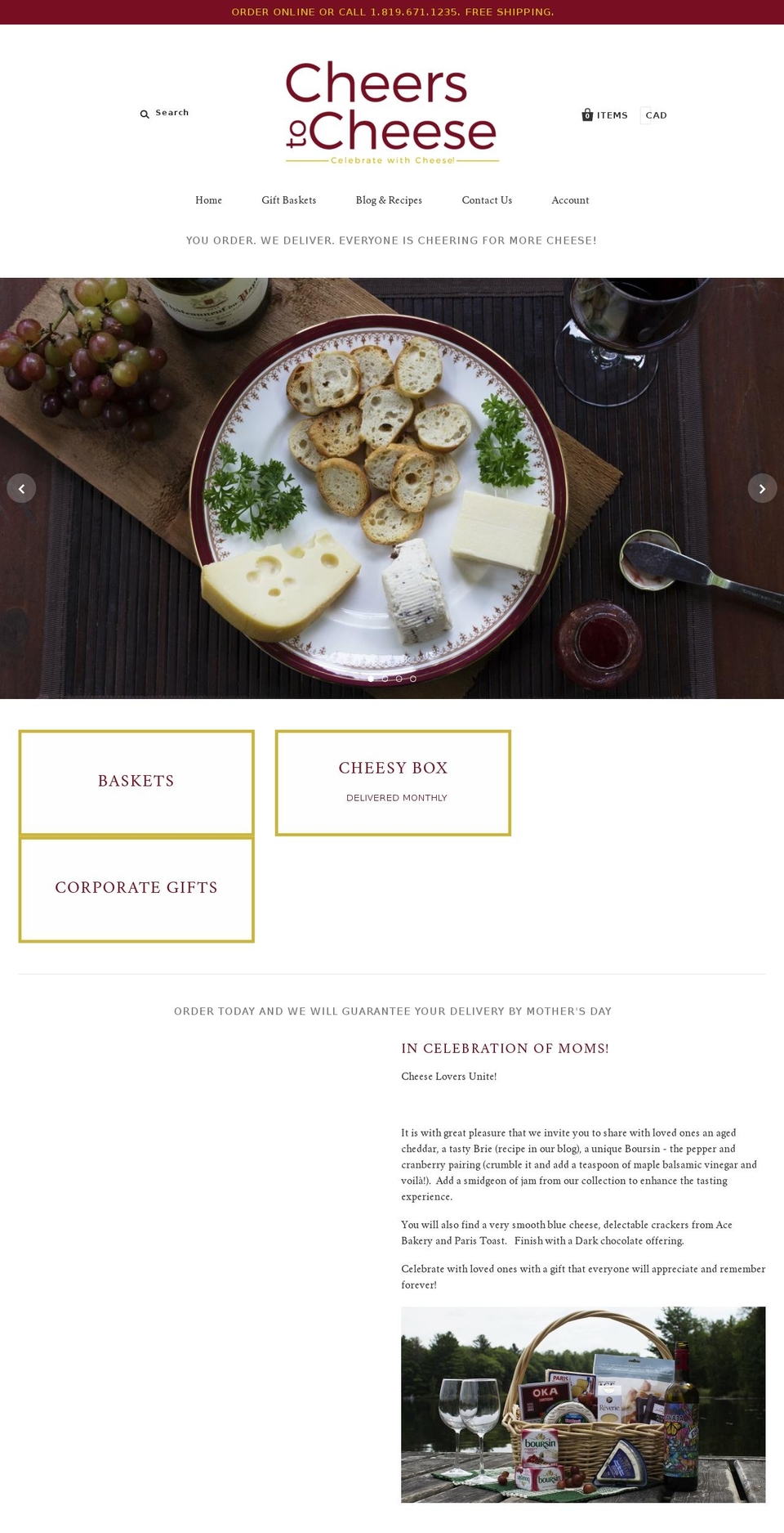 cheerstocheese.com — Shopify storefront screenshot