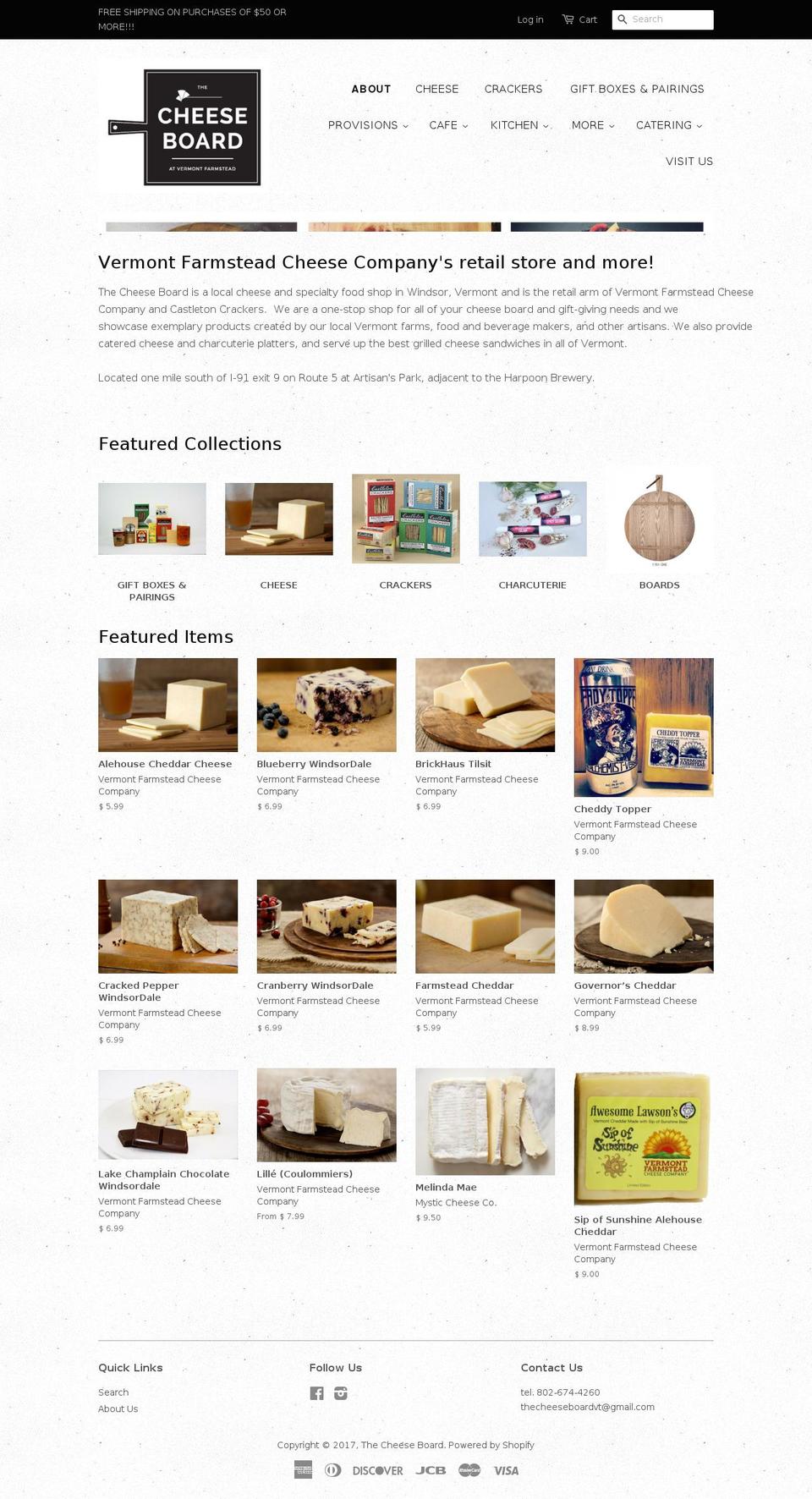 cheeseboardvt.com shopify website screenshot