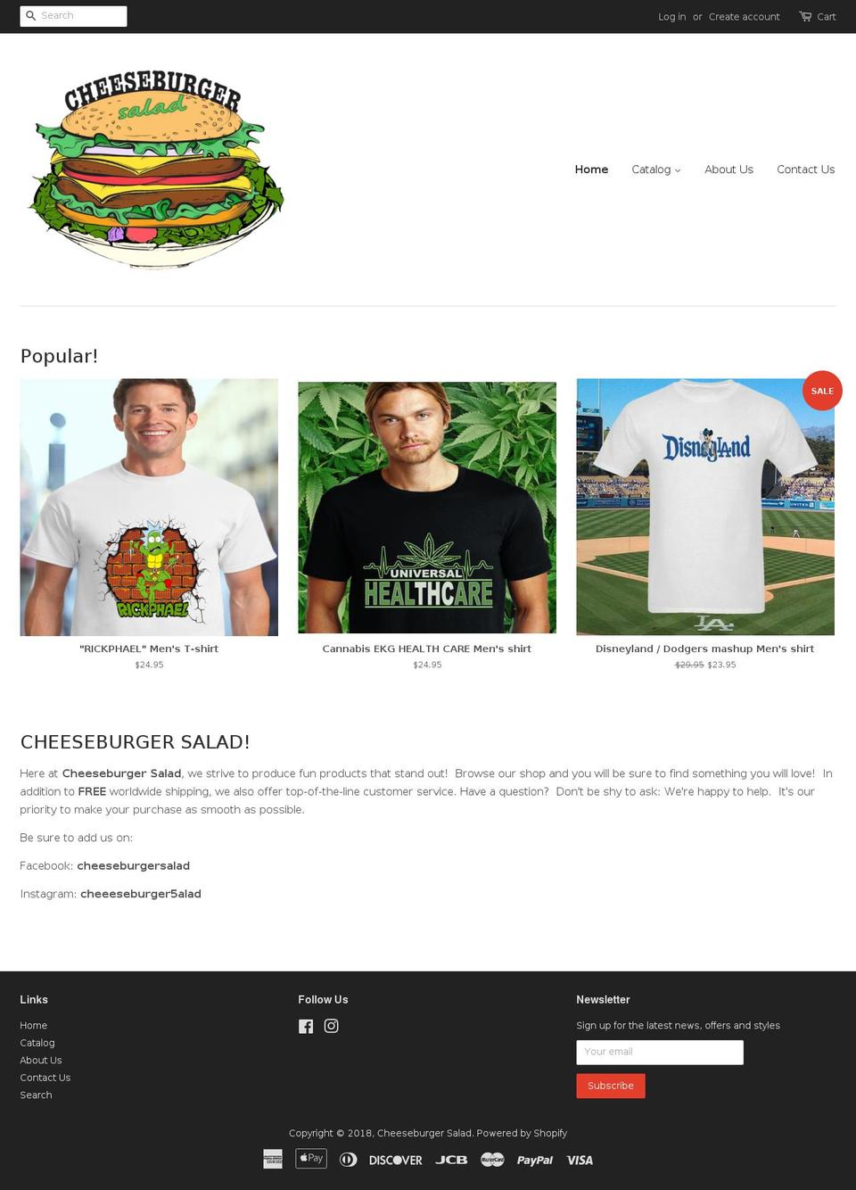cheeseburgersalad.com — Shopify storefront screenshot