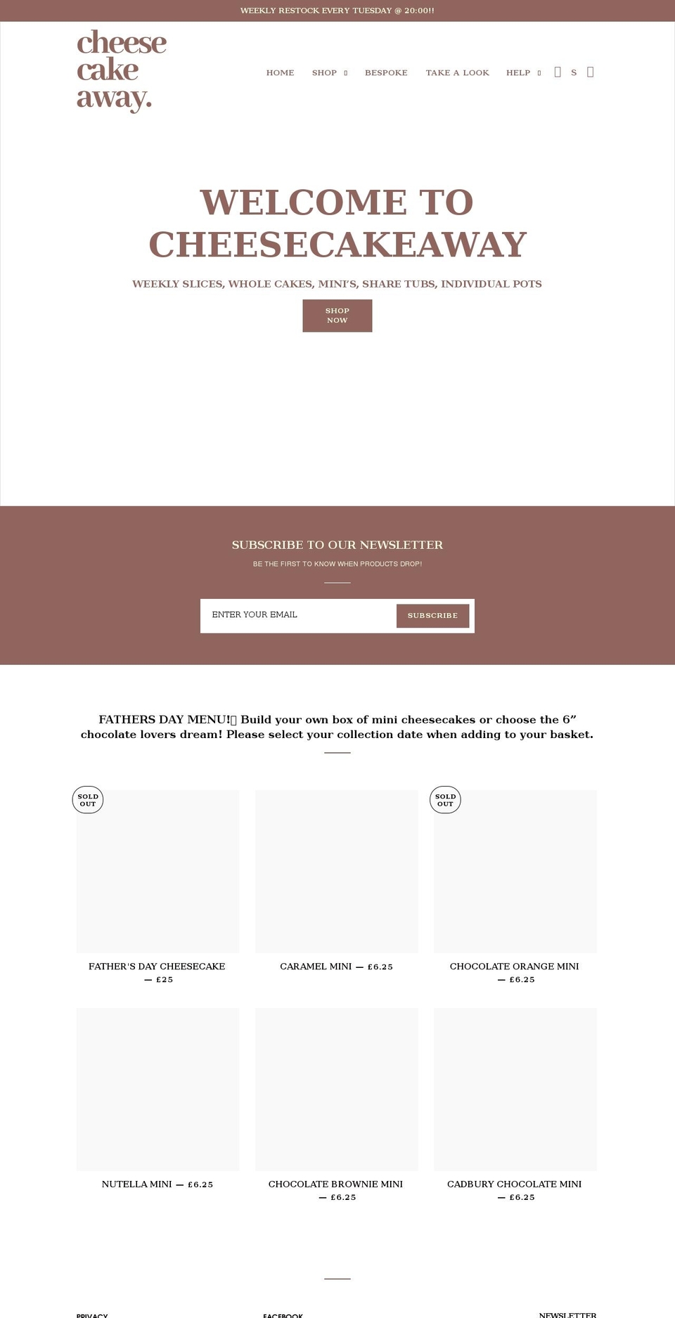 cheesecakeaway.co.uk shopify website screenshot