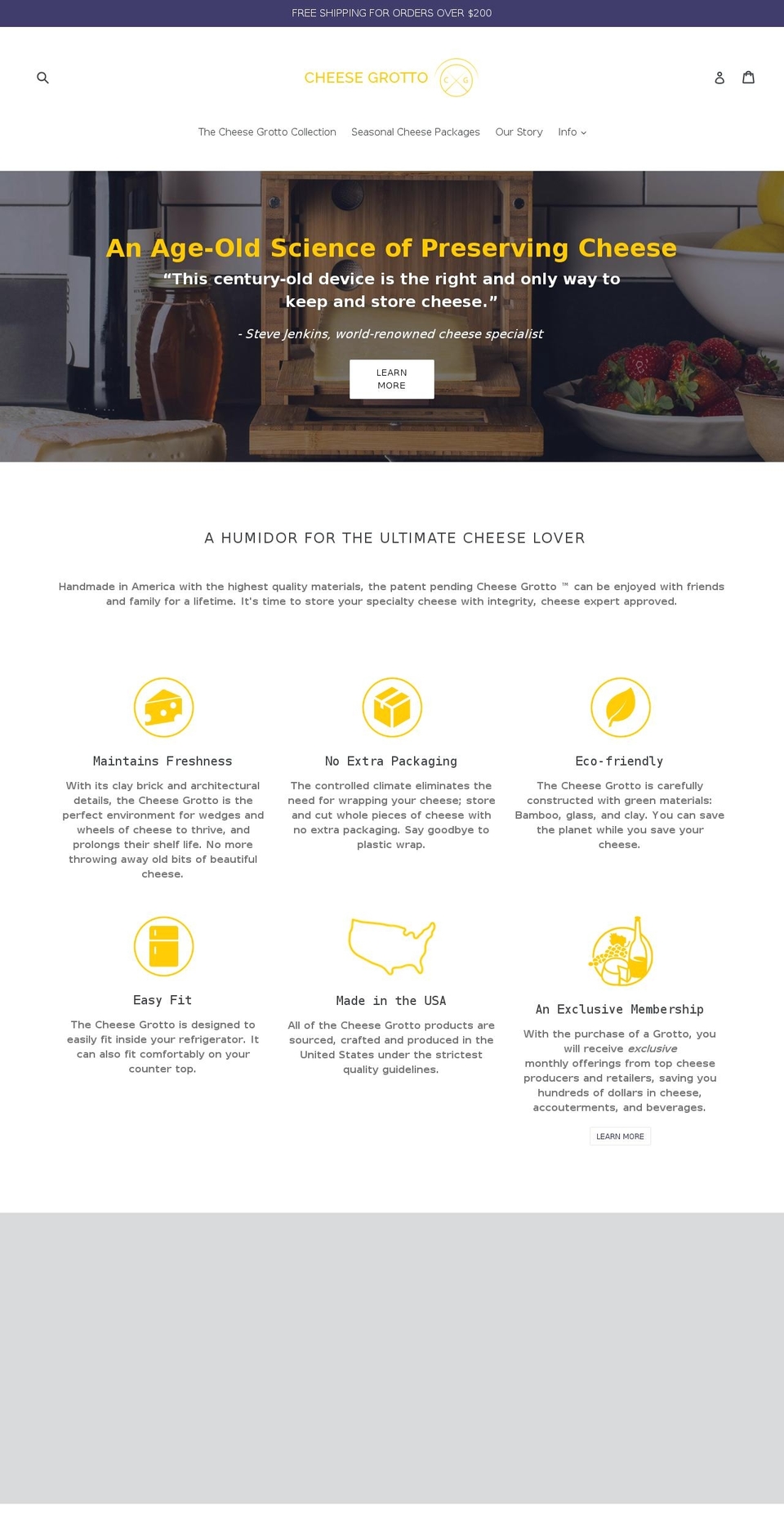 cheesegrotto.com shopify website screenshot