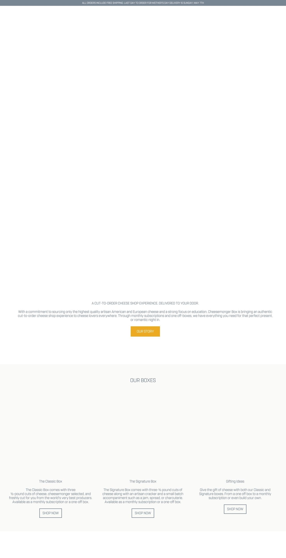 cheesemongerbox.com shopify website screenshot