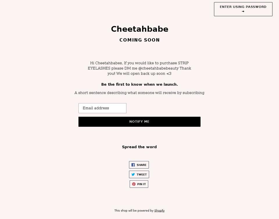 cheetahbabe.com shopify website screenshot
