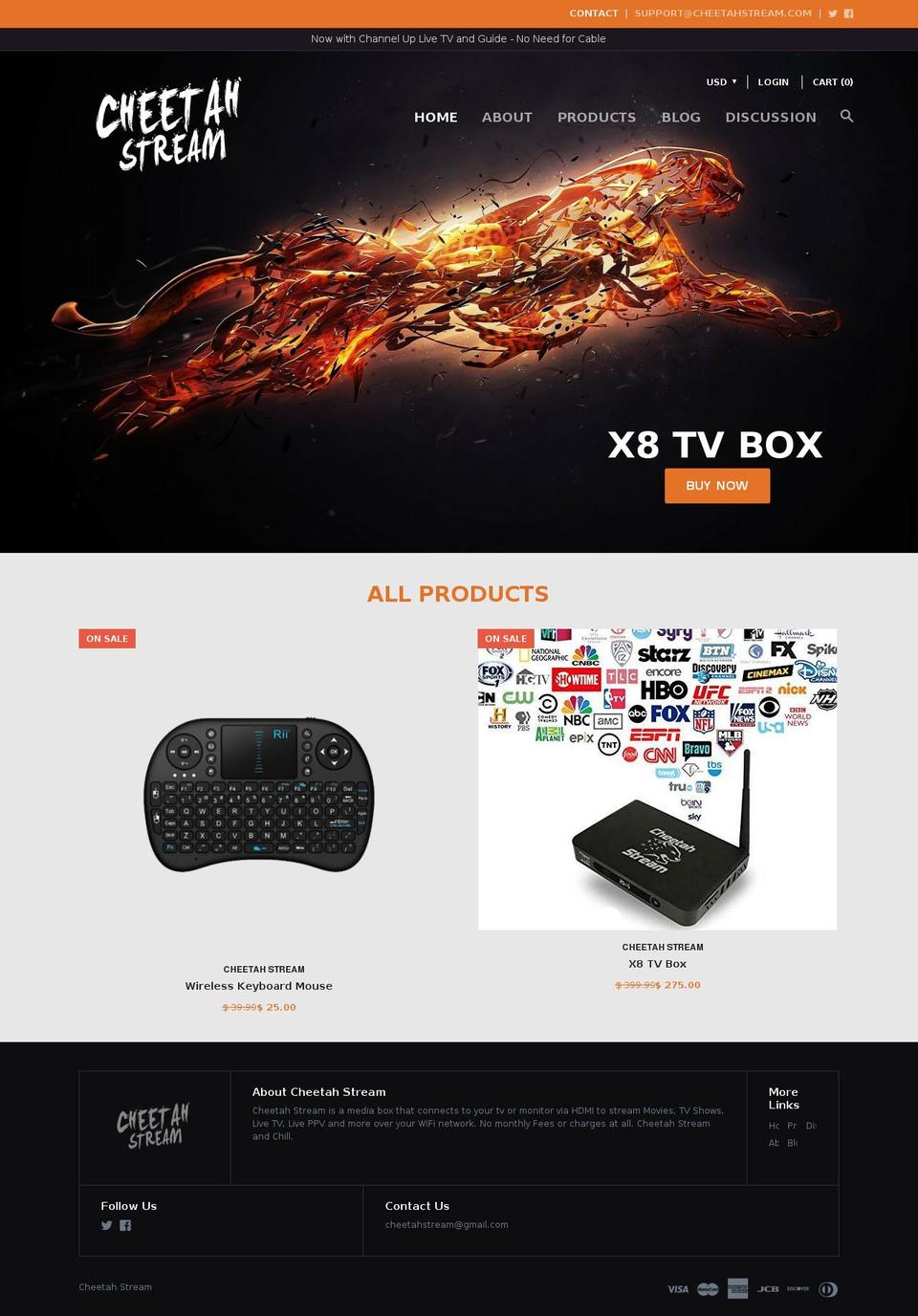 cheetahstream.com shopify website screenshot