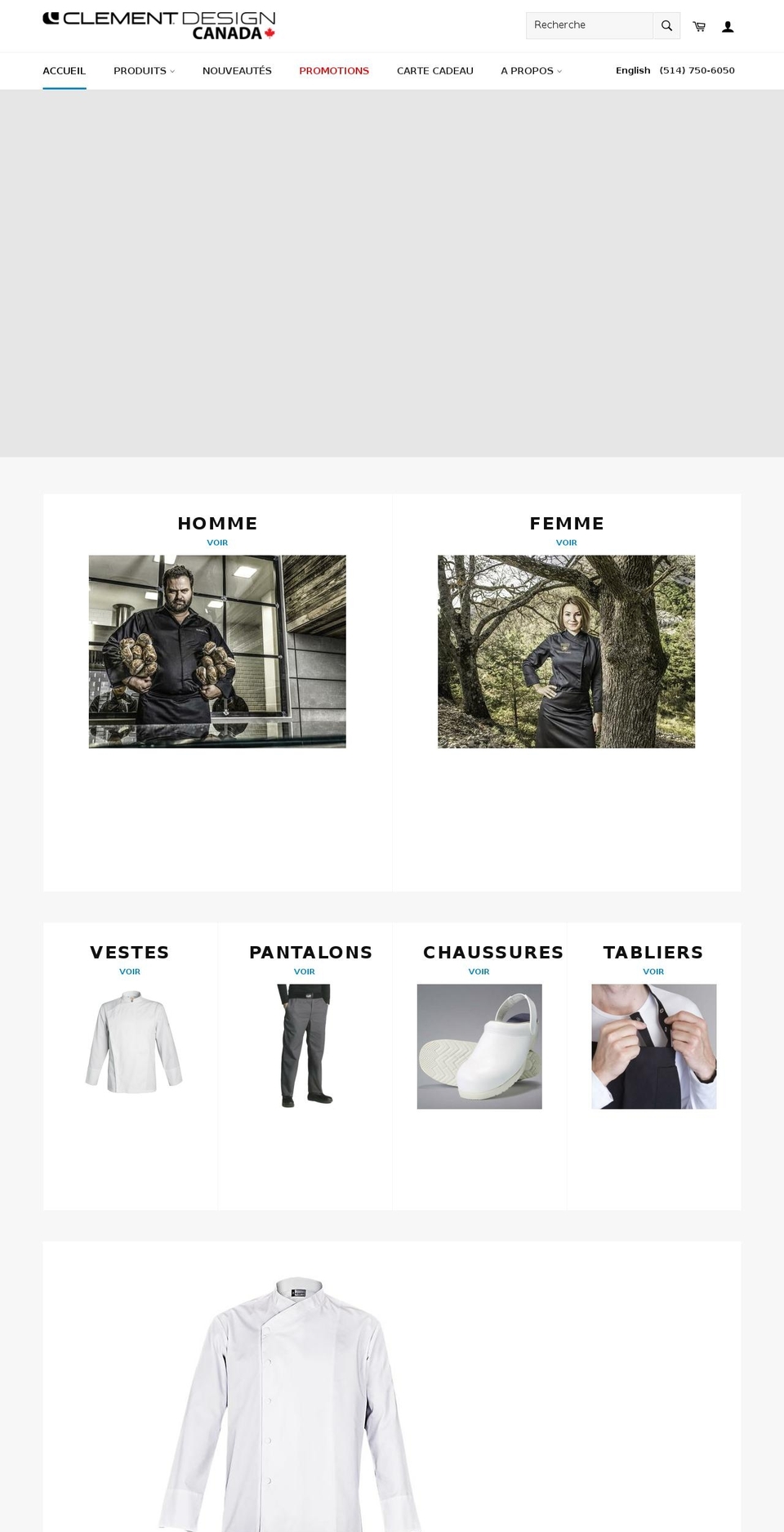 chef-apparel.ca shopify website screenshot
