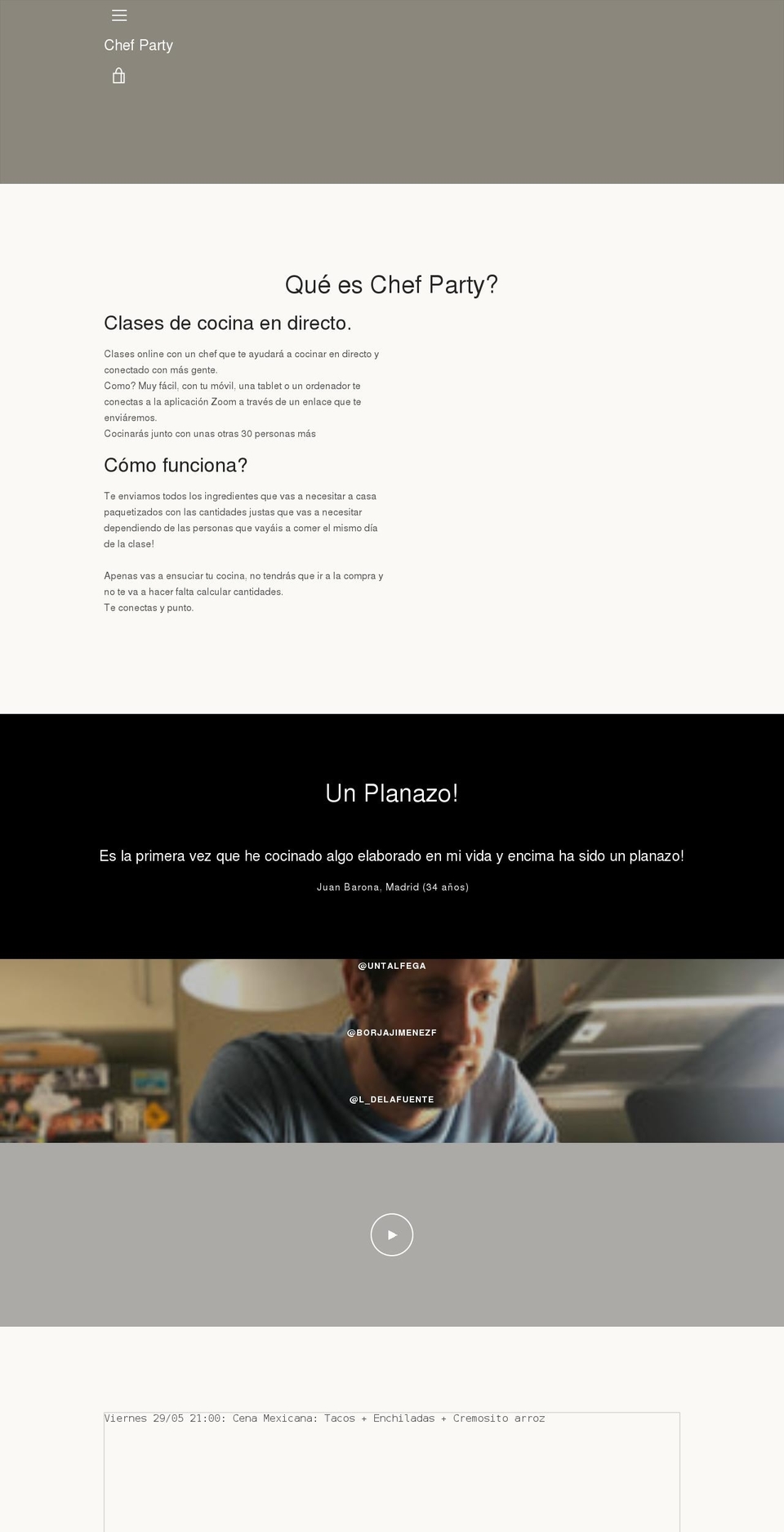 chef-party.com shopify website screenshot