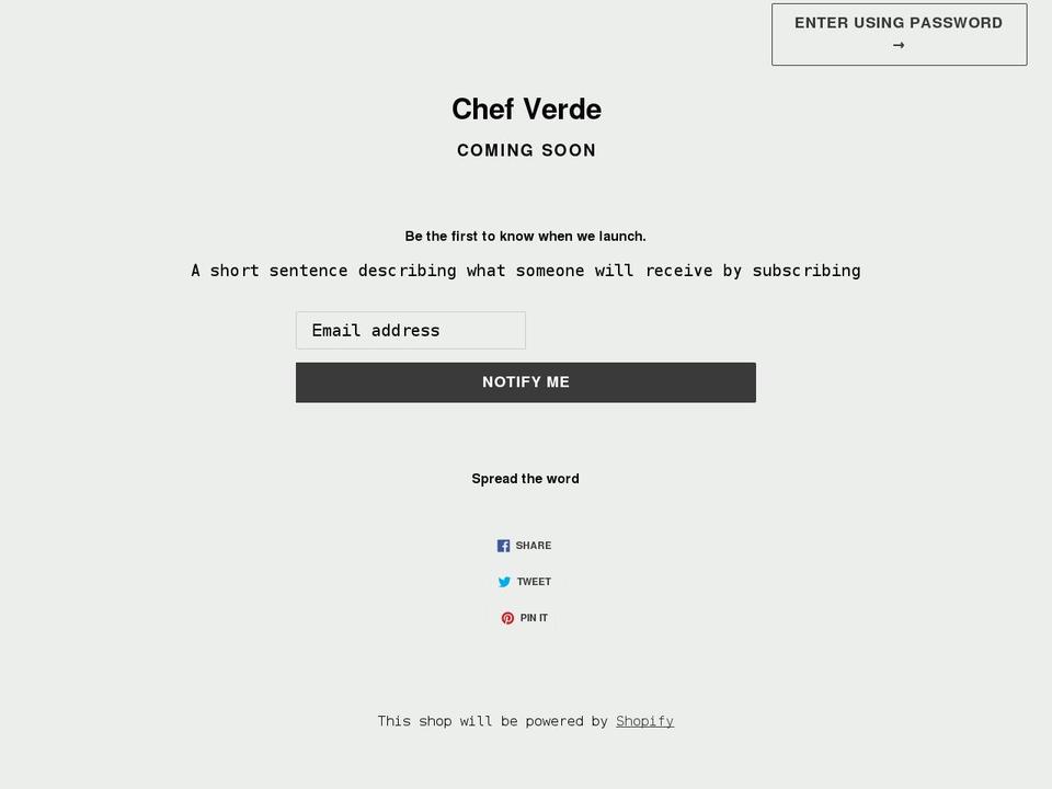 chef-verde.com shopify website screenshot
