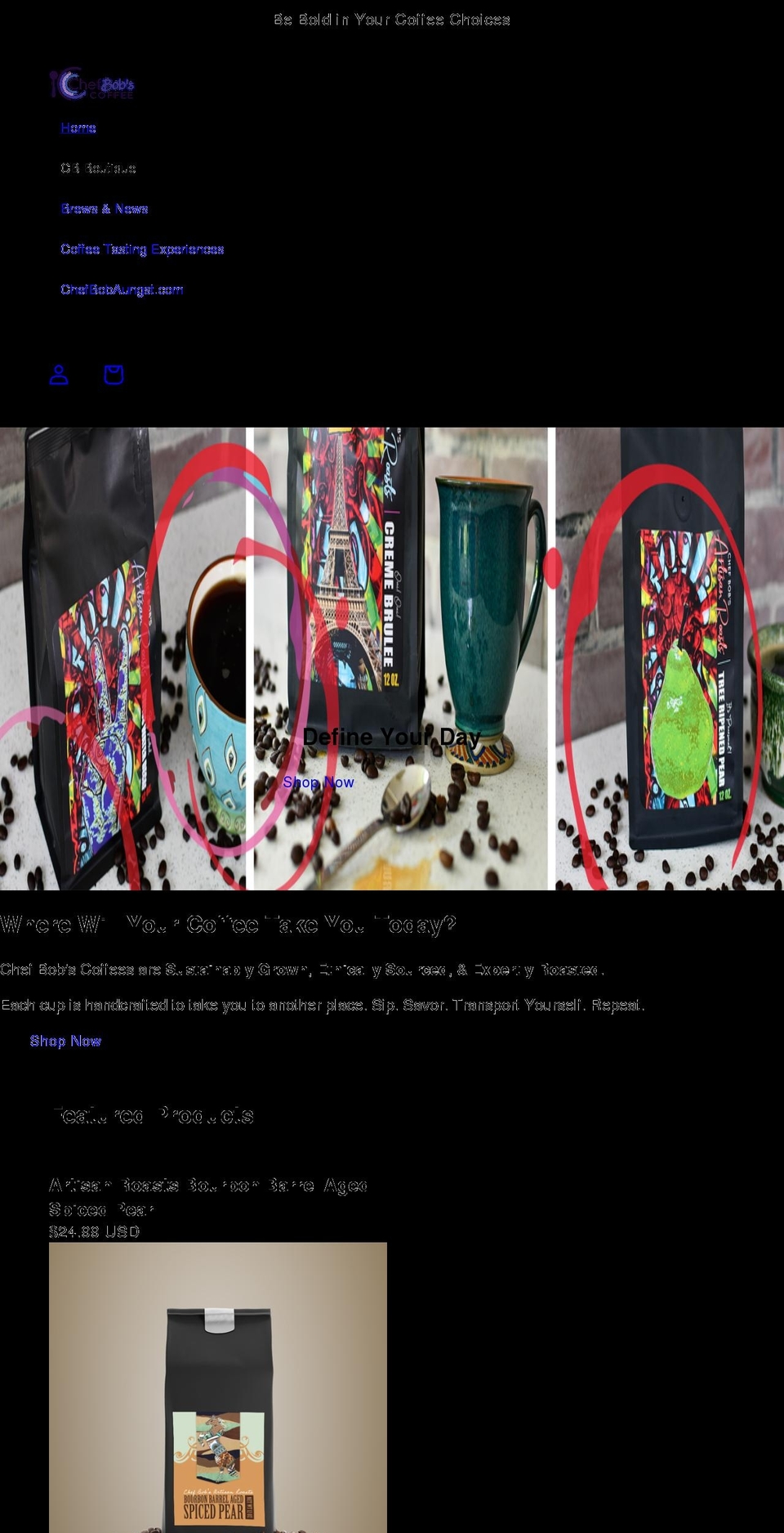 chefbobscoffee.com shopify website screenshot