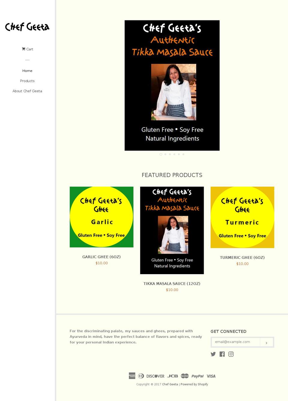 chefgeeta.com shopify website screenshot